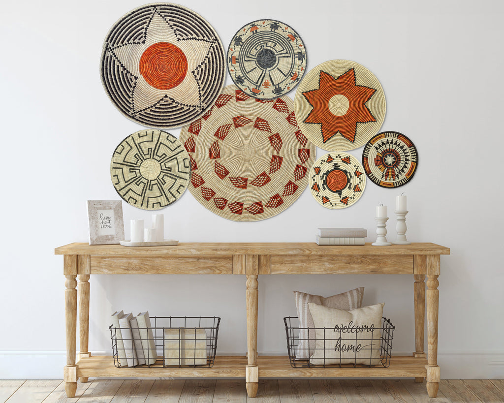 Set of 7 Handwoven wall baskets Set 37-7-N