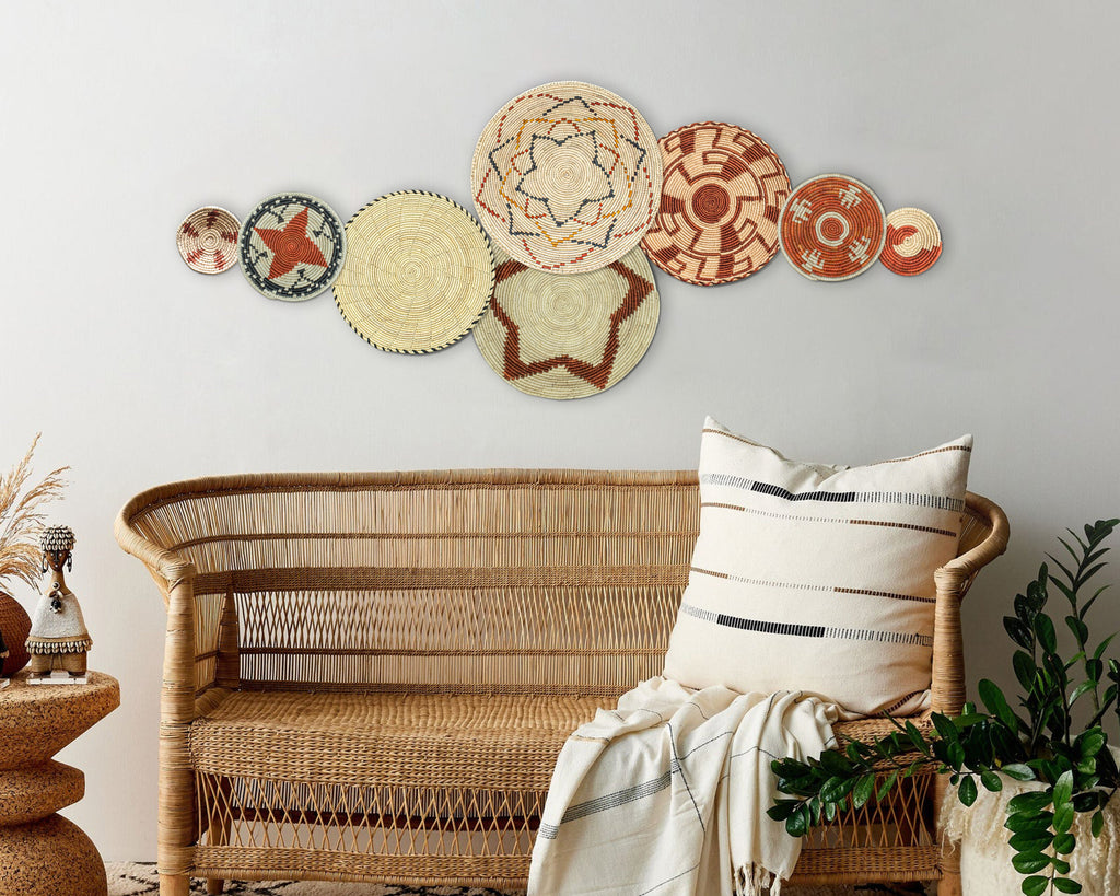 Set of 8 Handwoven wall baskets SET-246-8 N