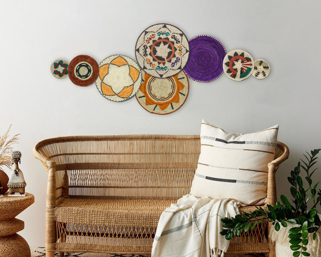 Set of 8 Handwoven wall baskets SET-244-8 N