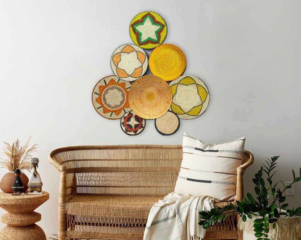 Set of 8 Handwoven wall baskets SET-343-8 N