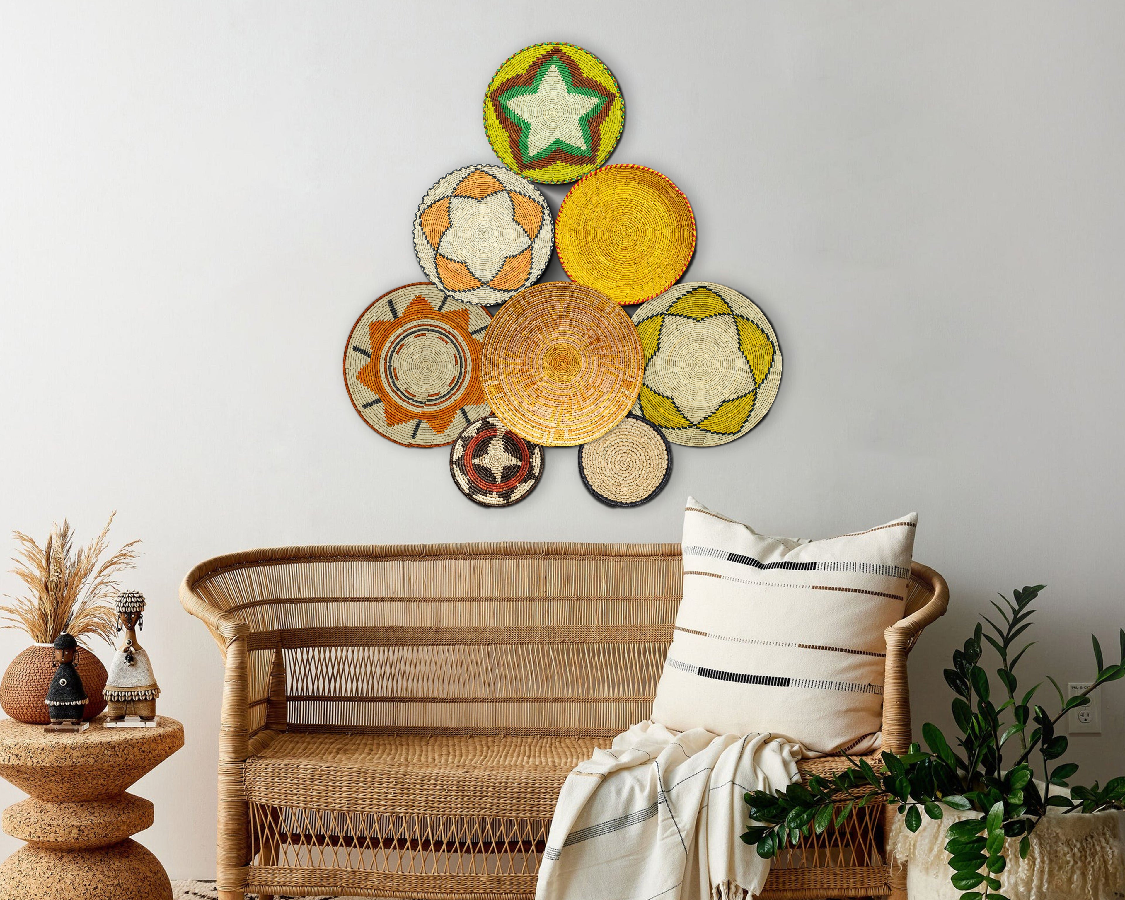 Set of 8 Handwoven wall baskets SET-343-8 N