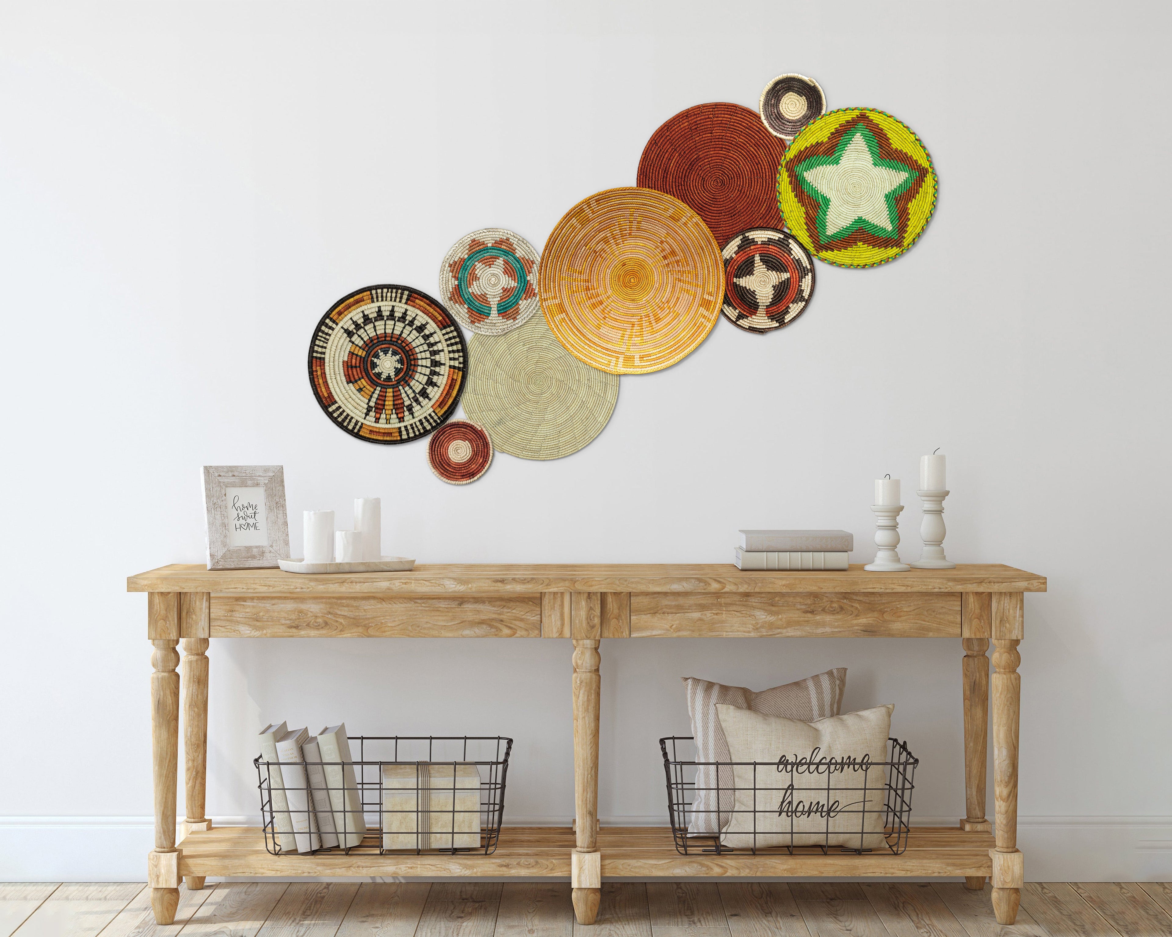 Set of 9 Handwoven wall baskets SET-20-9 N