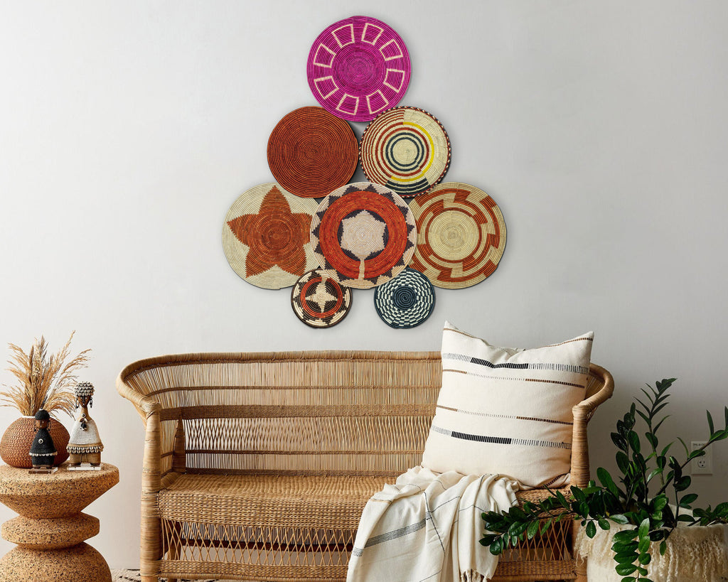 Set of 8 Handwoven wall baskets SET-342-8 N