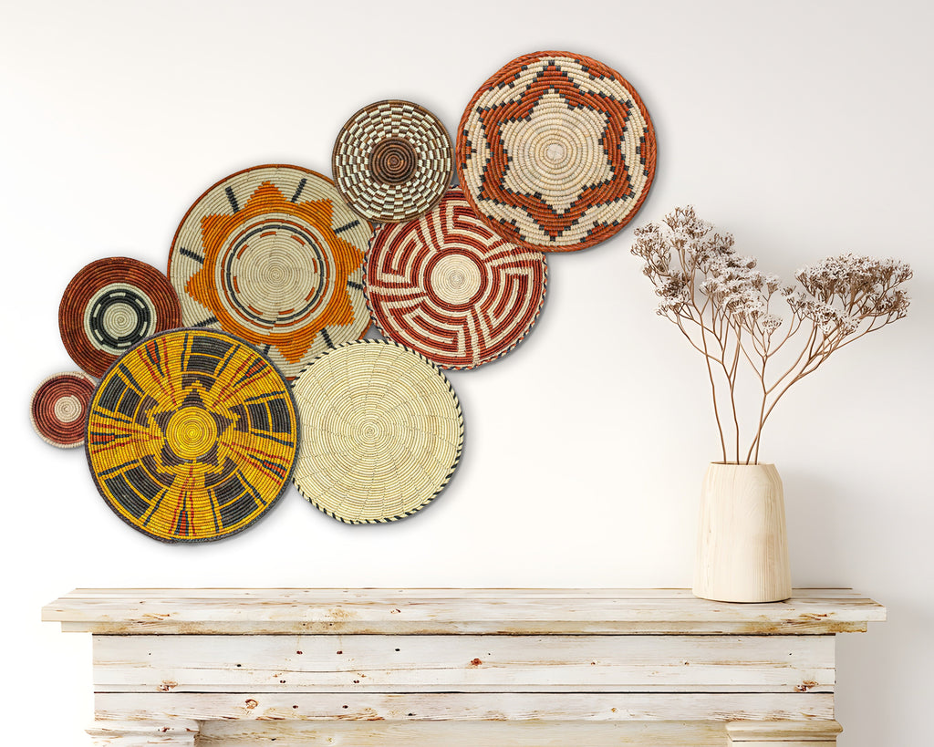 Set of 8 Handwoven wall baskets SET-354-8 N