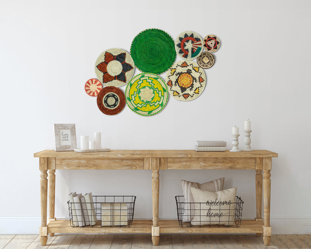 Set of 9 Handwoven wall baskets SET-4-9 N
