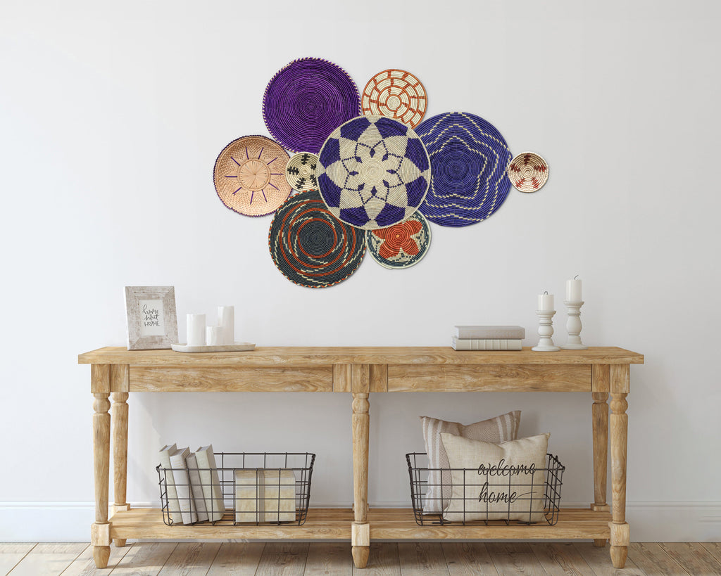 Set of 9 Handwoven wall baskets SET-15-9 N