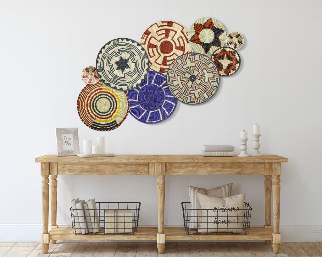 Set of 9 Handwoven wall baskets SET-2-9 N