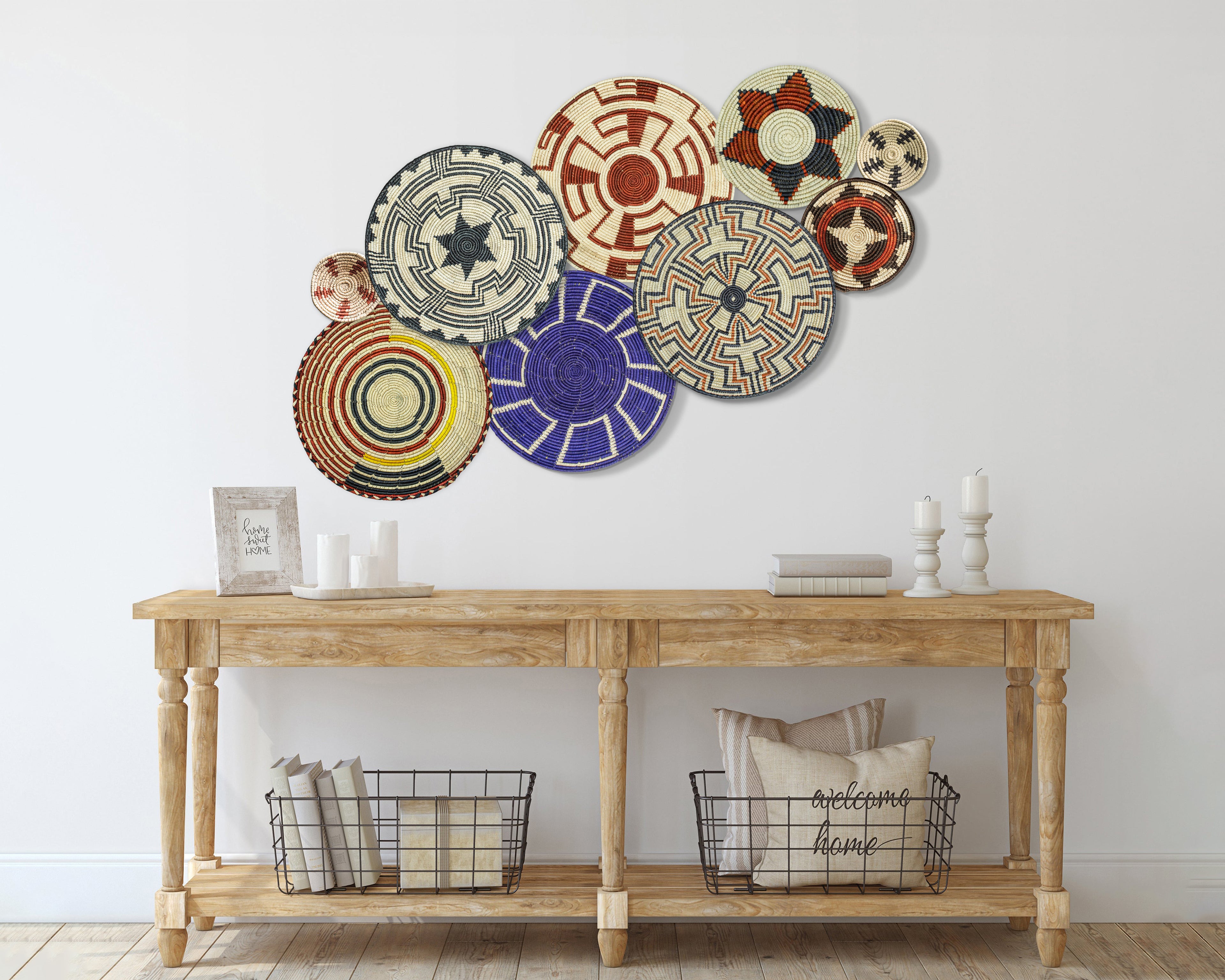 Set of 9 Handwoven wall baskets SET-2-9 N