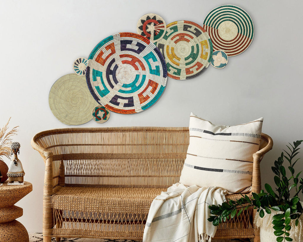 Set of 8 Handwoven wall baskets SET-328-8 N