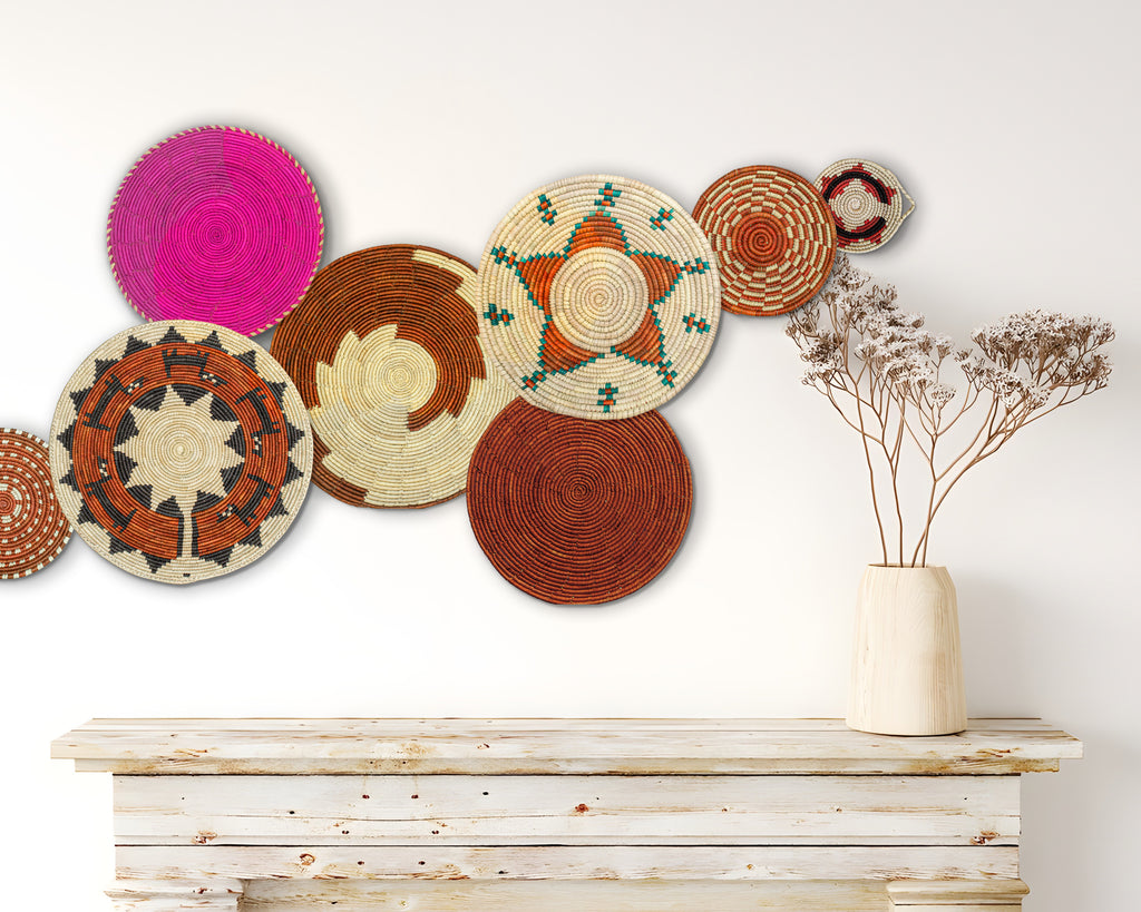 Set of 8 Handwoven wall baskets SET-352-8 N