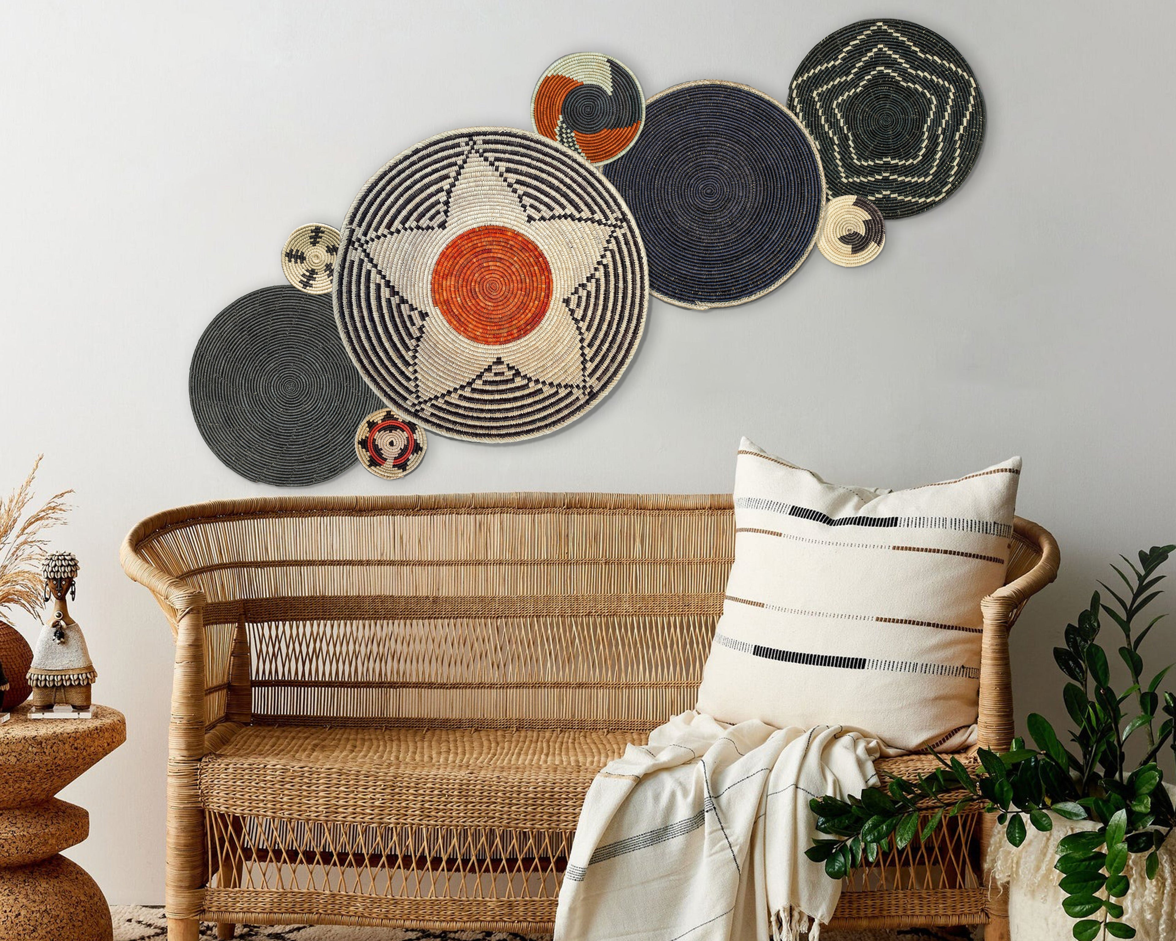 Set of 8 Handwoven wall baskets SET-327-8 N