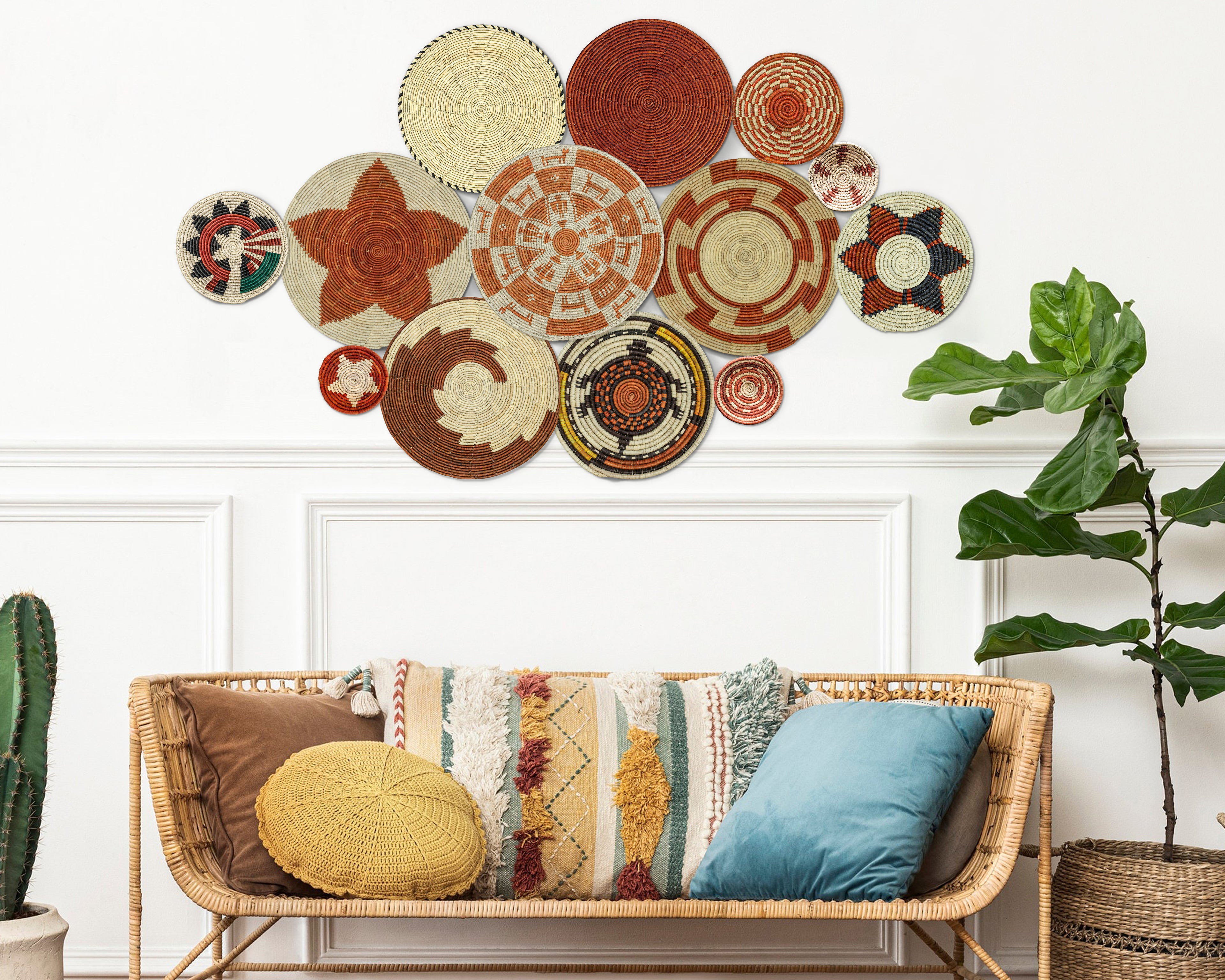 Set of 13 Handwoven wall baskets SET-181-13 N