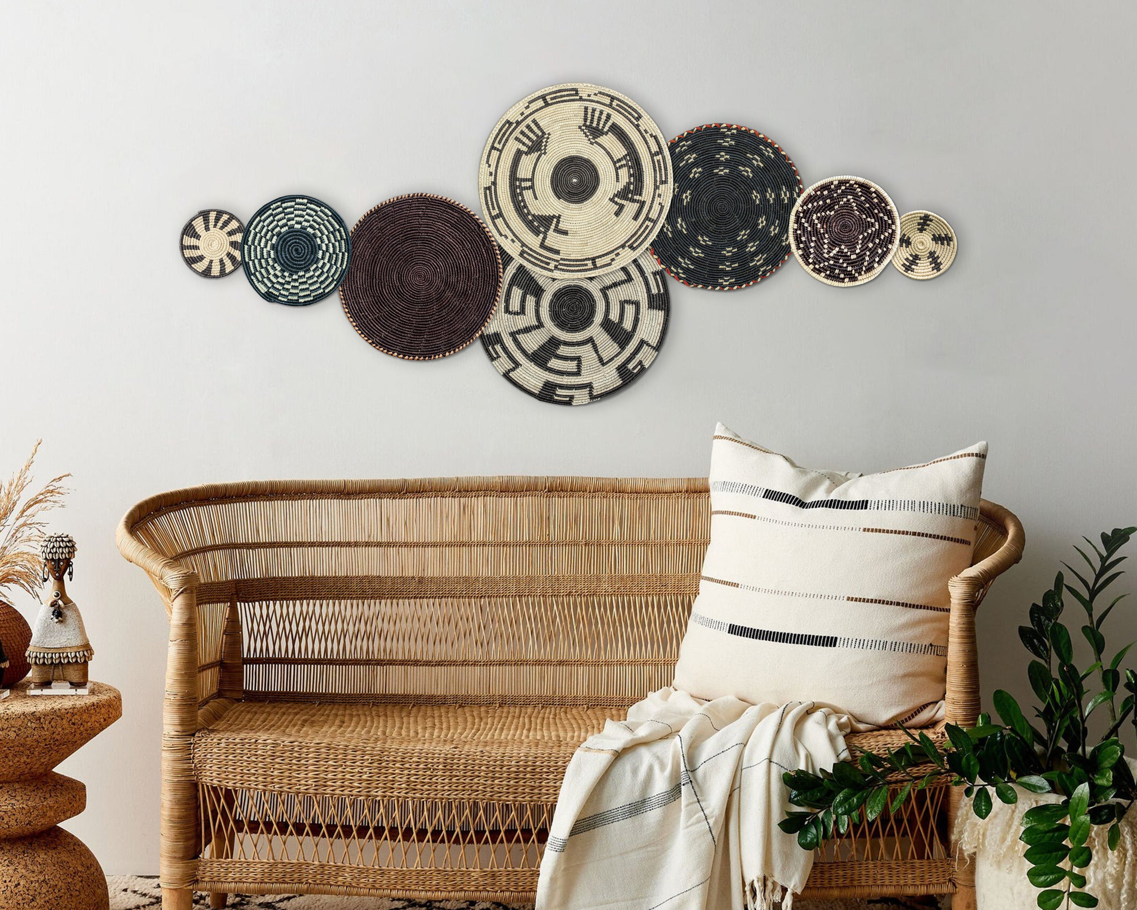 Set of 8 Handwoven wall baskets SET-243-8 N