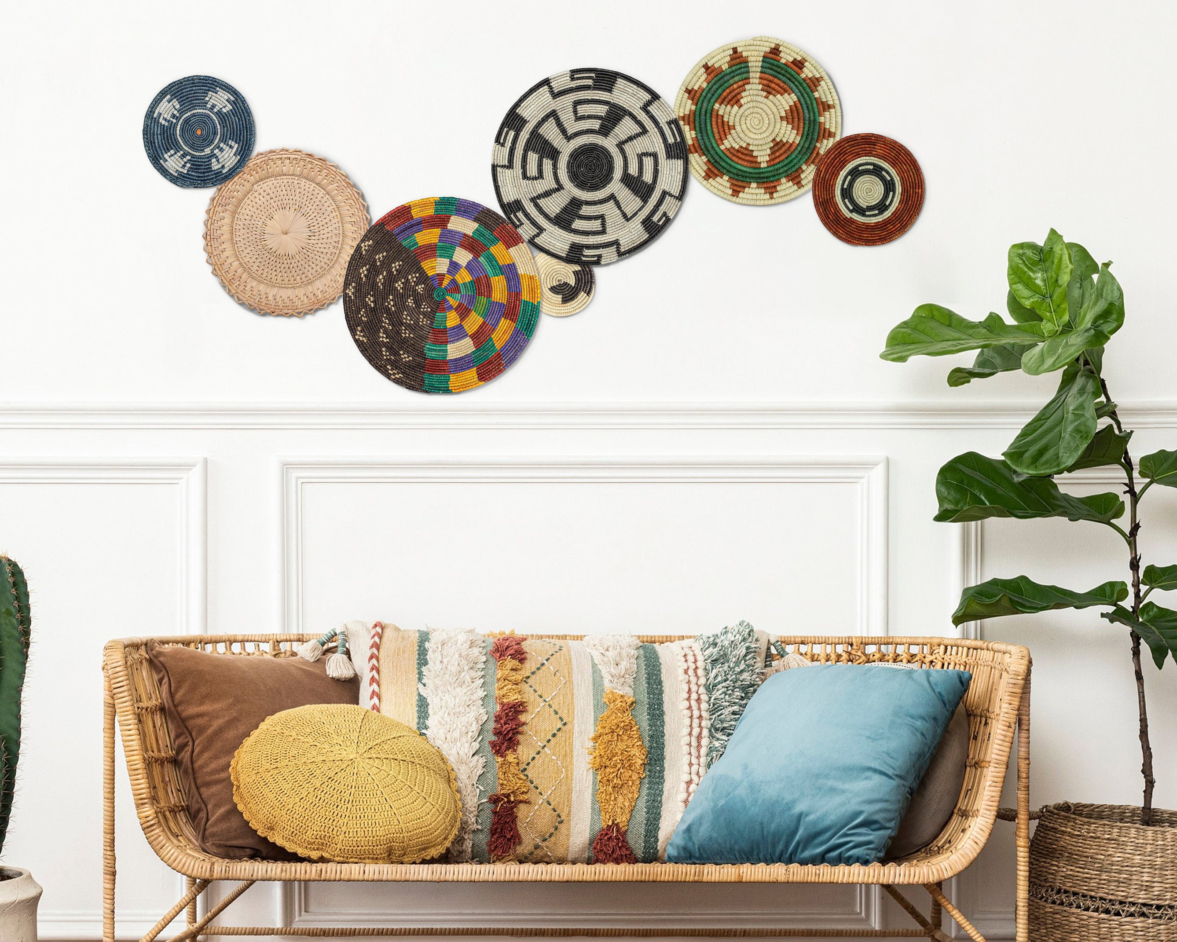 Set of 7 Handwoven wall baskets Set 48-7-N