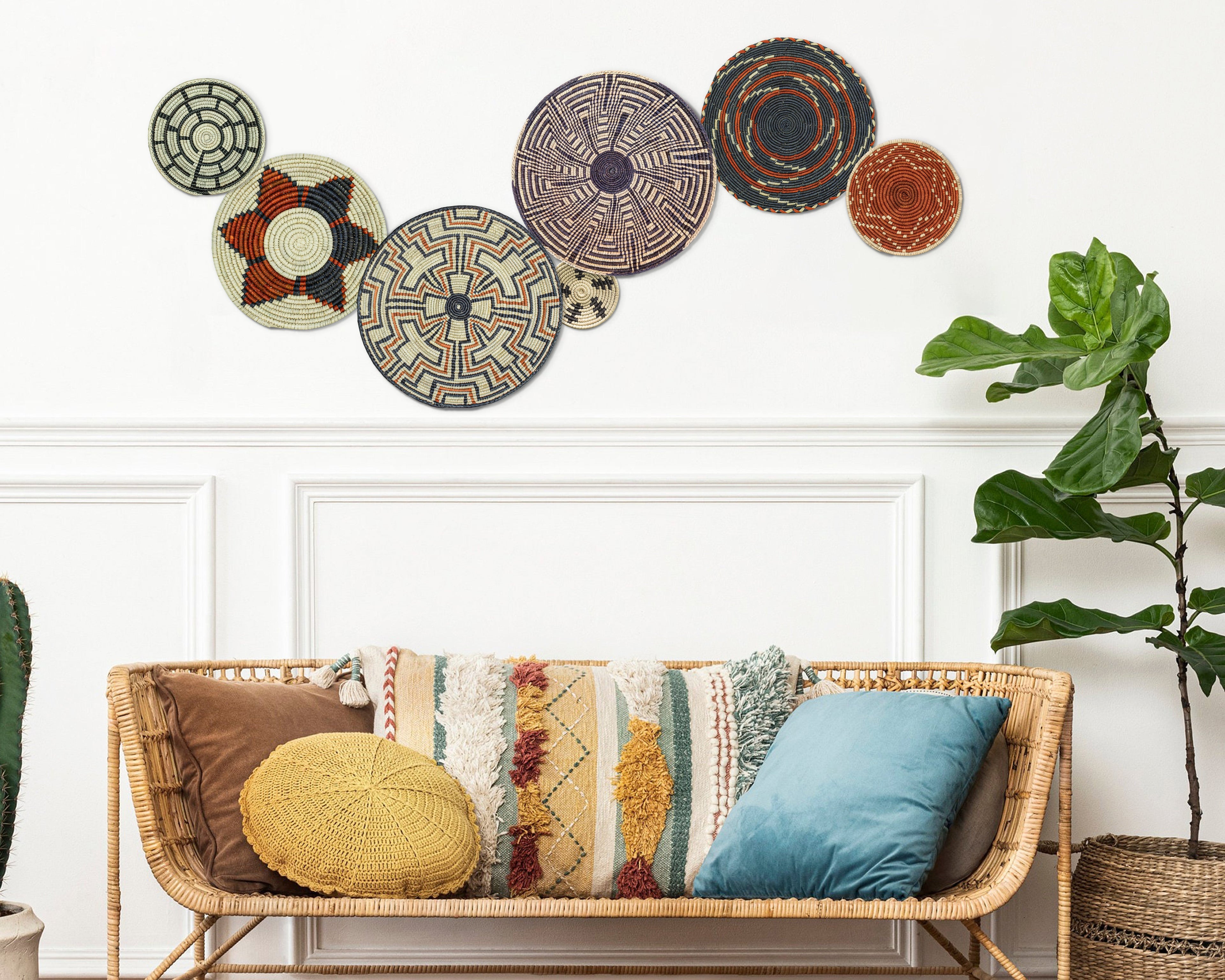 Set of 7 Handwoven wall baskets Set 50-7-N