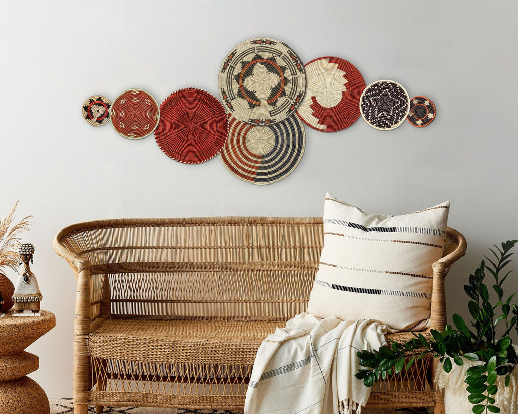 Set of 8 Handwoven wall baskets SET-241-8 N