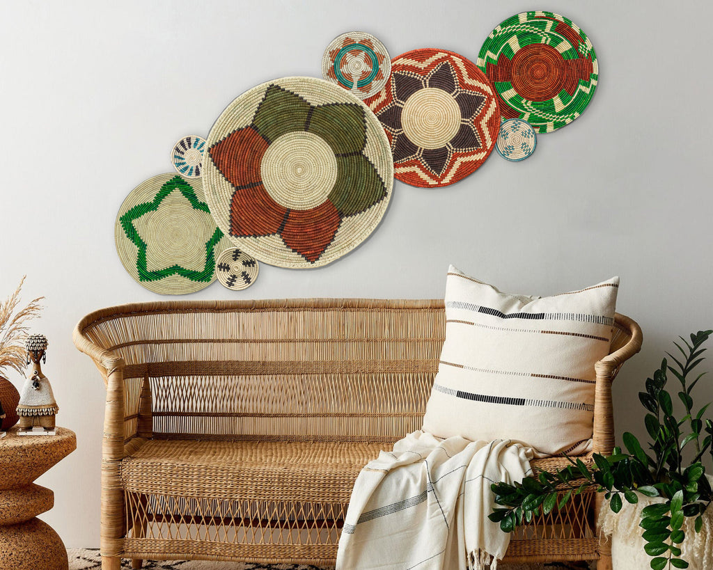 Set of 8 Handwoven wall baskets SET-329-8 N