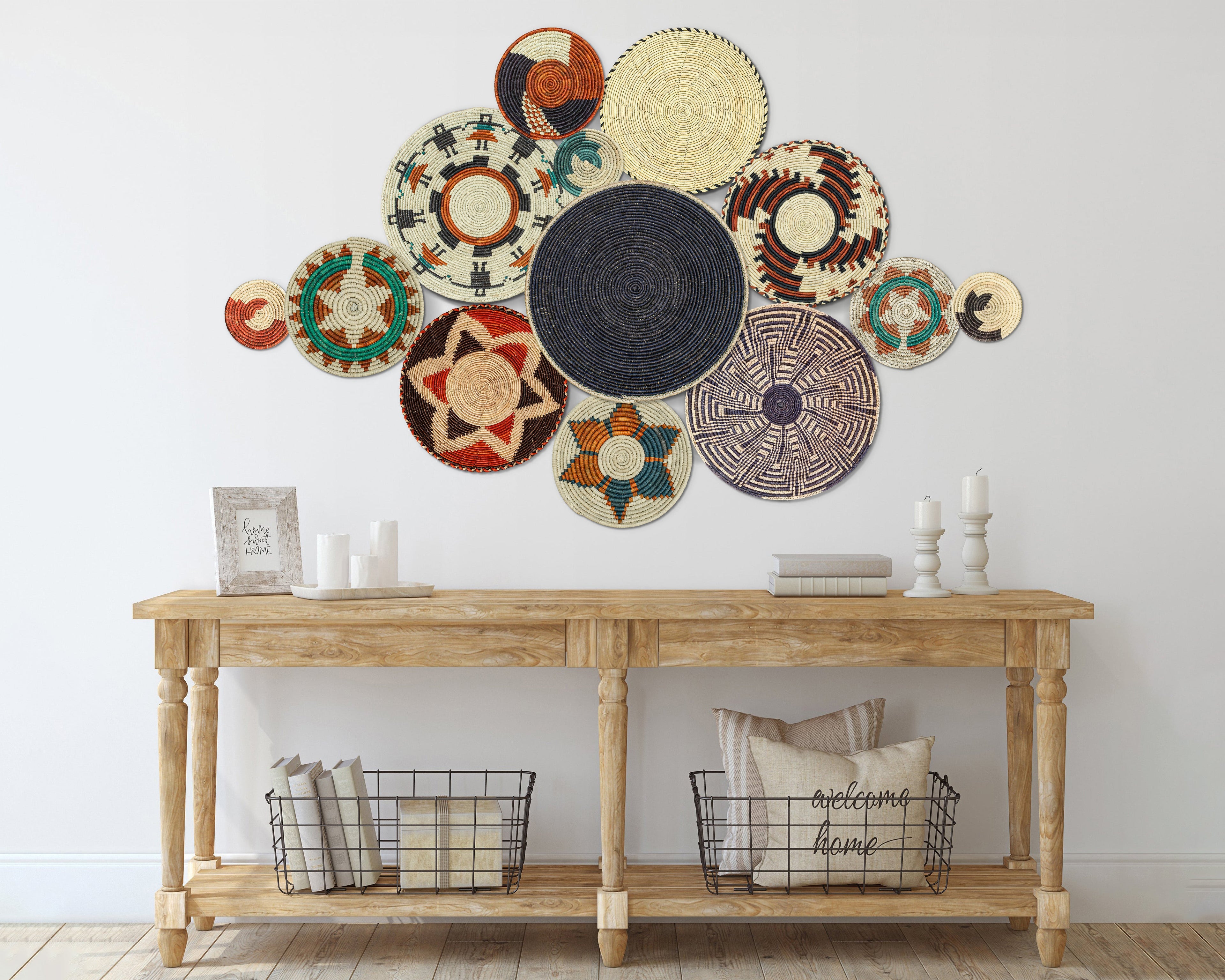 Set of 13 Handwoven wall baskets SET-158-13 N