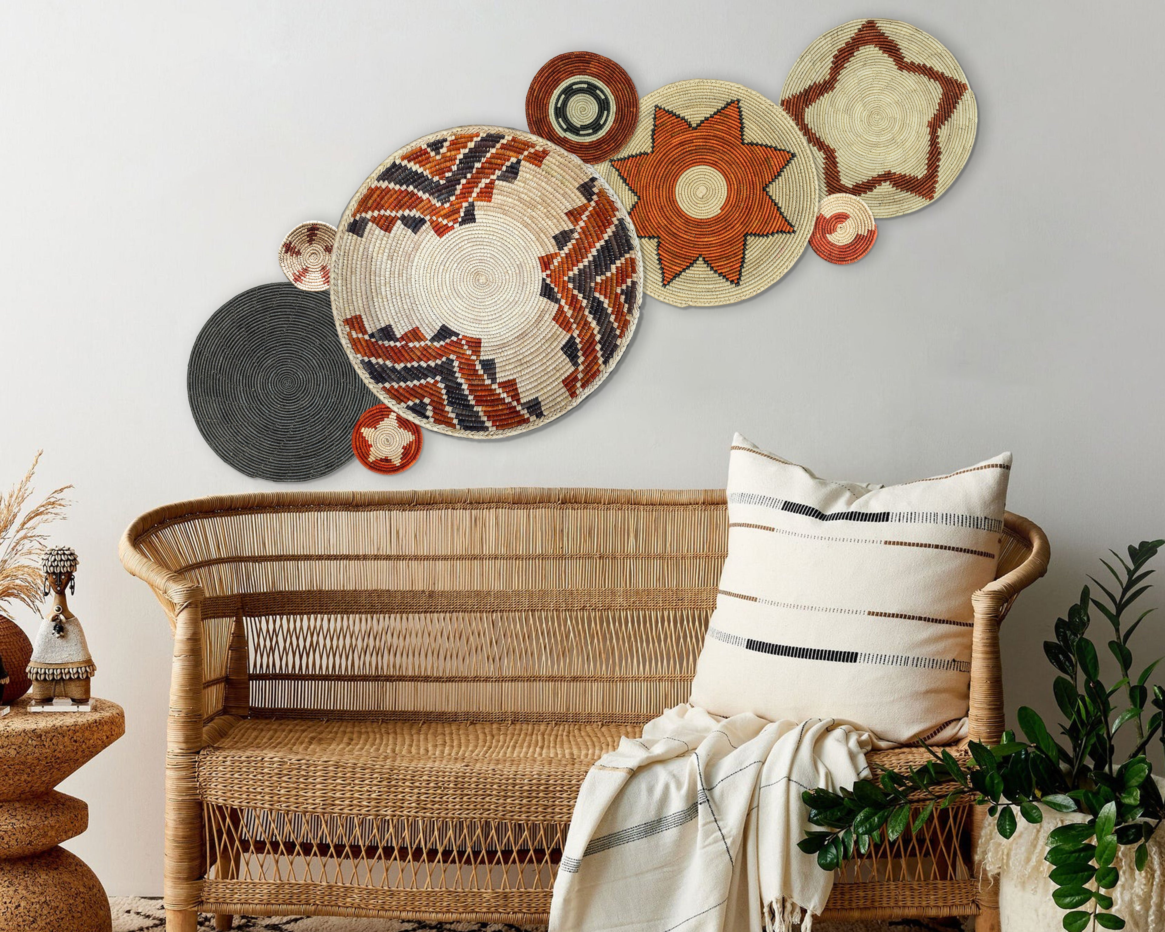 Set of 8 Handwoven wall baskets SET-326-8 N