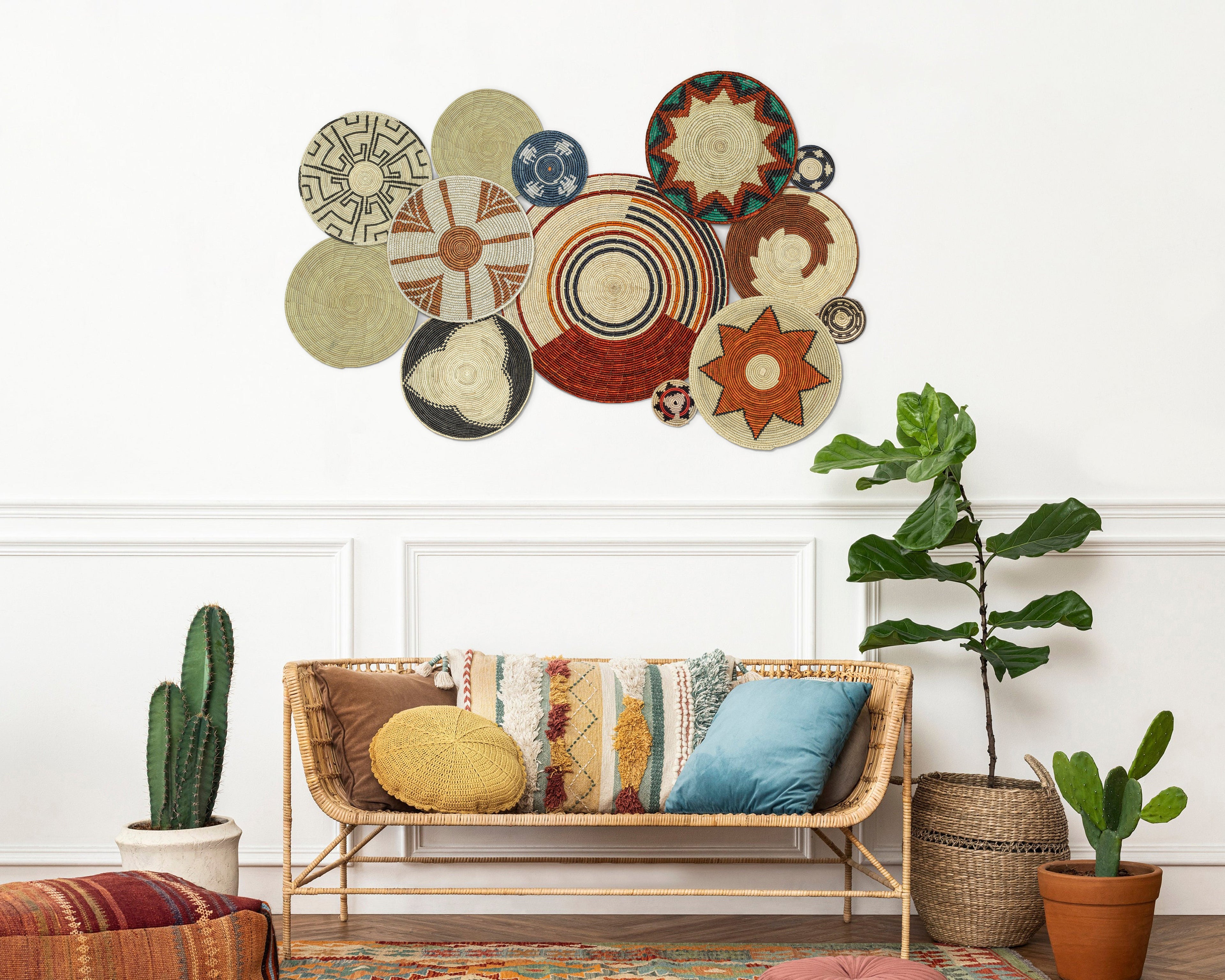 Set of 13 Handwoven wall baskets SET-157-13 N