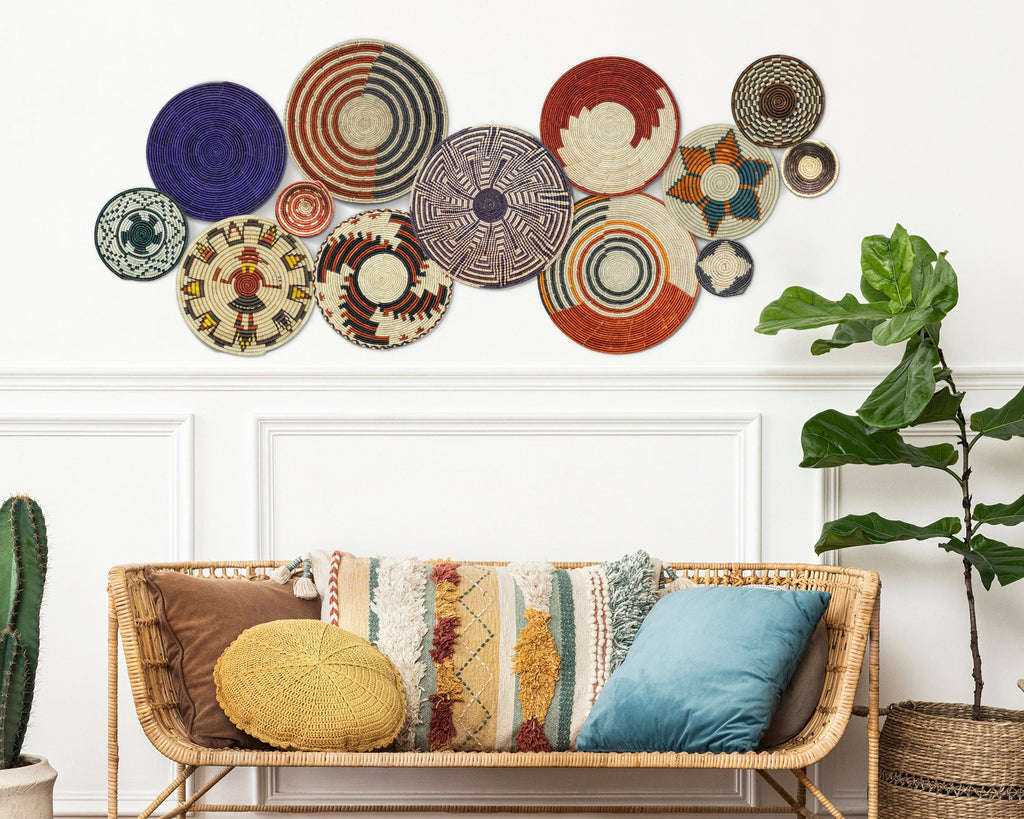 Set of 13 Handwoven wall baskets SET-177-13 N