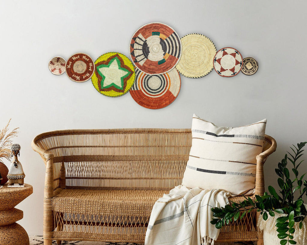 Set of 8 Handwoven wall baskets SET-245-8 N