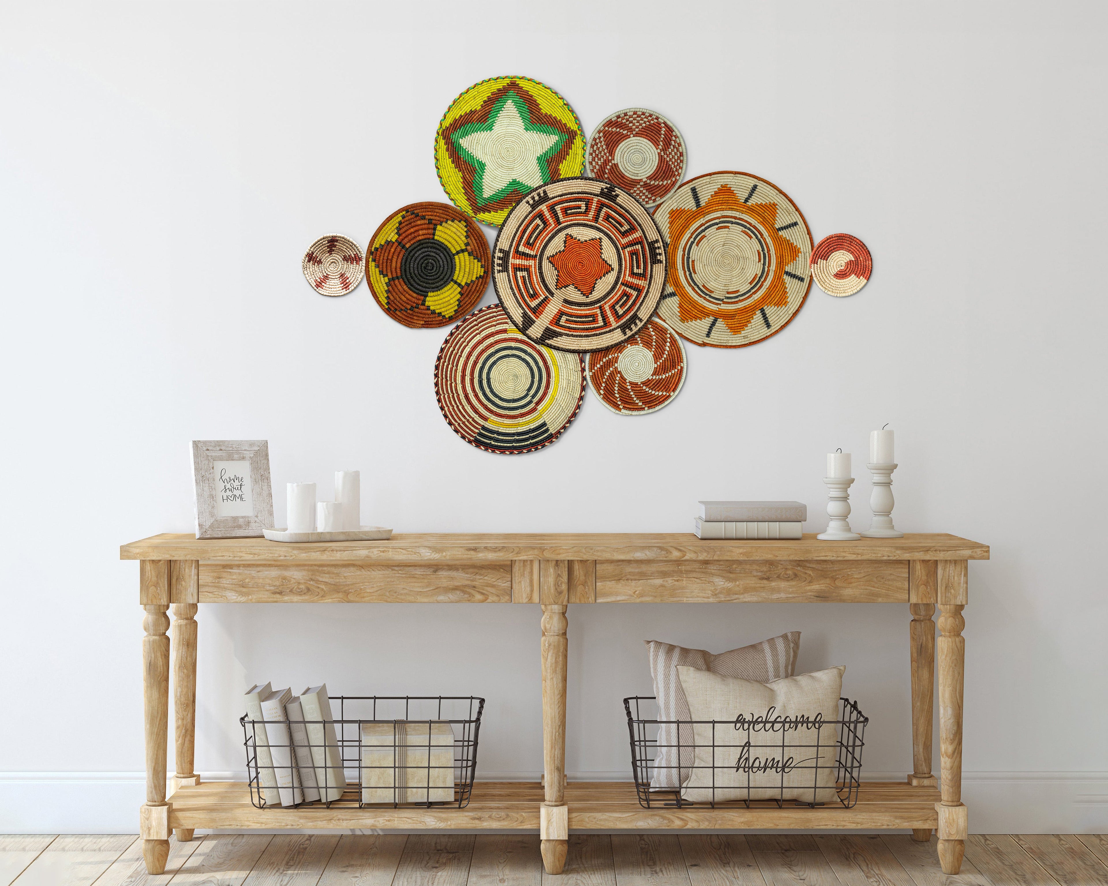 Set of 9 Handwoven wall baskets SET-18-9 N