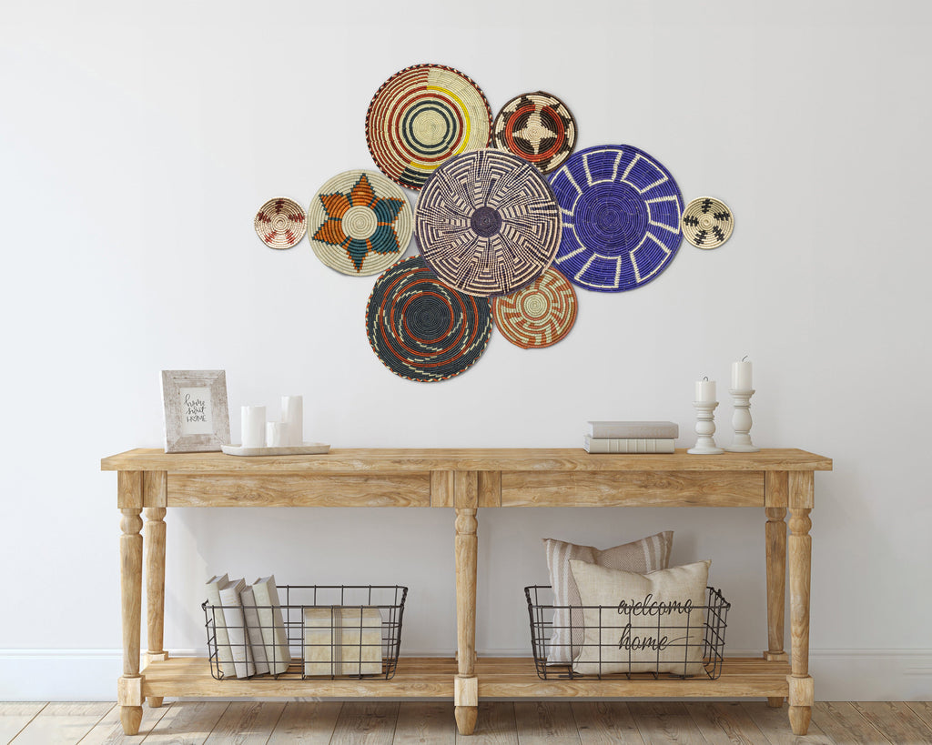 Set of 9 Handwoven wall baskets SET-19-9 N