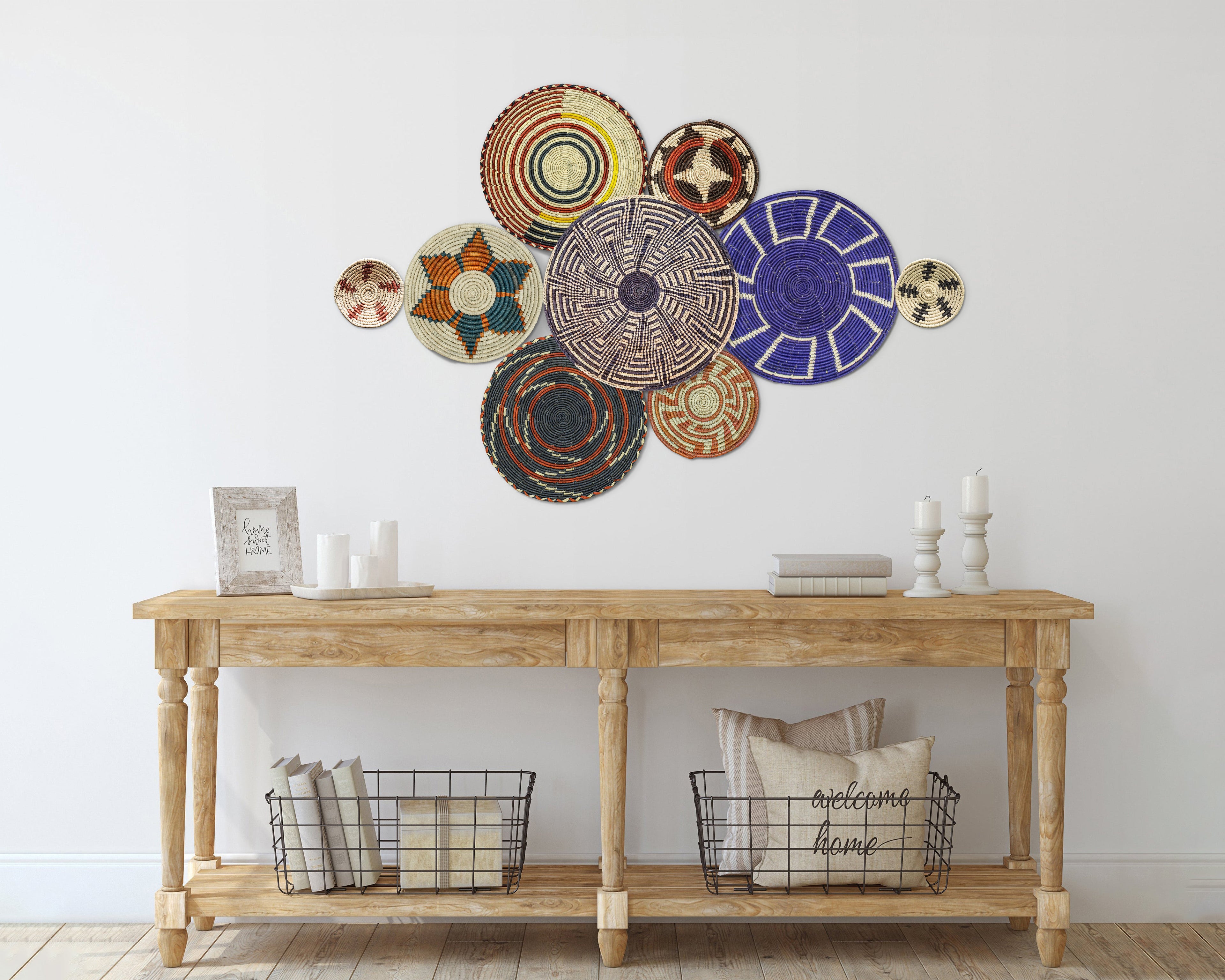 Set of 9 Handwoven wall baskets SET-19-9 N