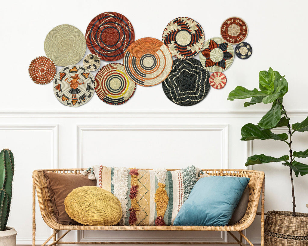 Set of 13 Handwoven wall baskets SET-179-13 N