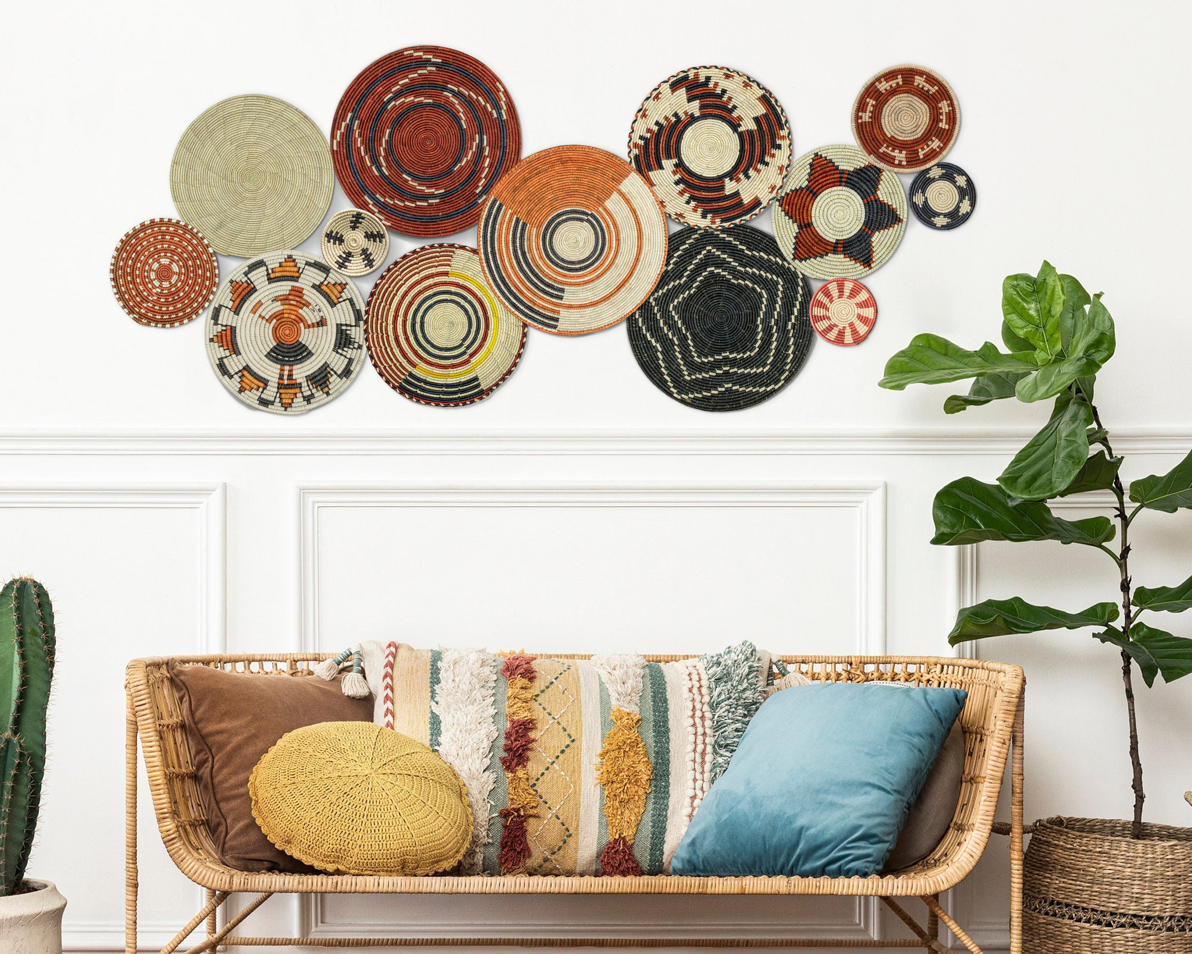 Set of 13 Handwoven wall baskets SET-179-13 N