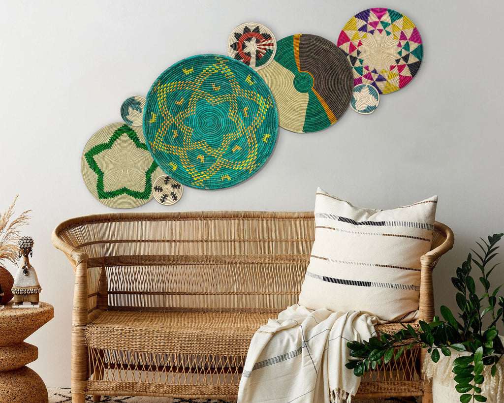 Set of 8 Handwoven wall baskets SET-330-8 N