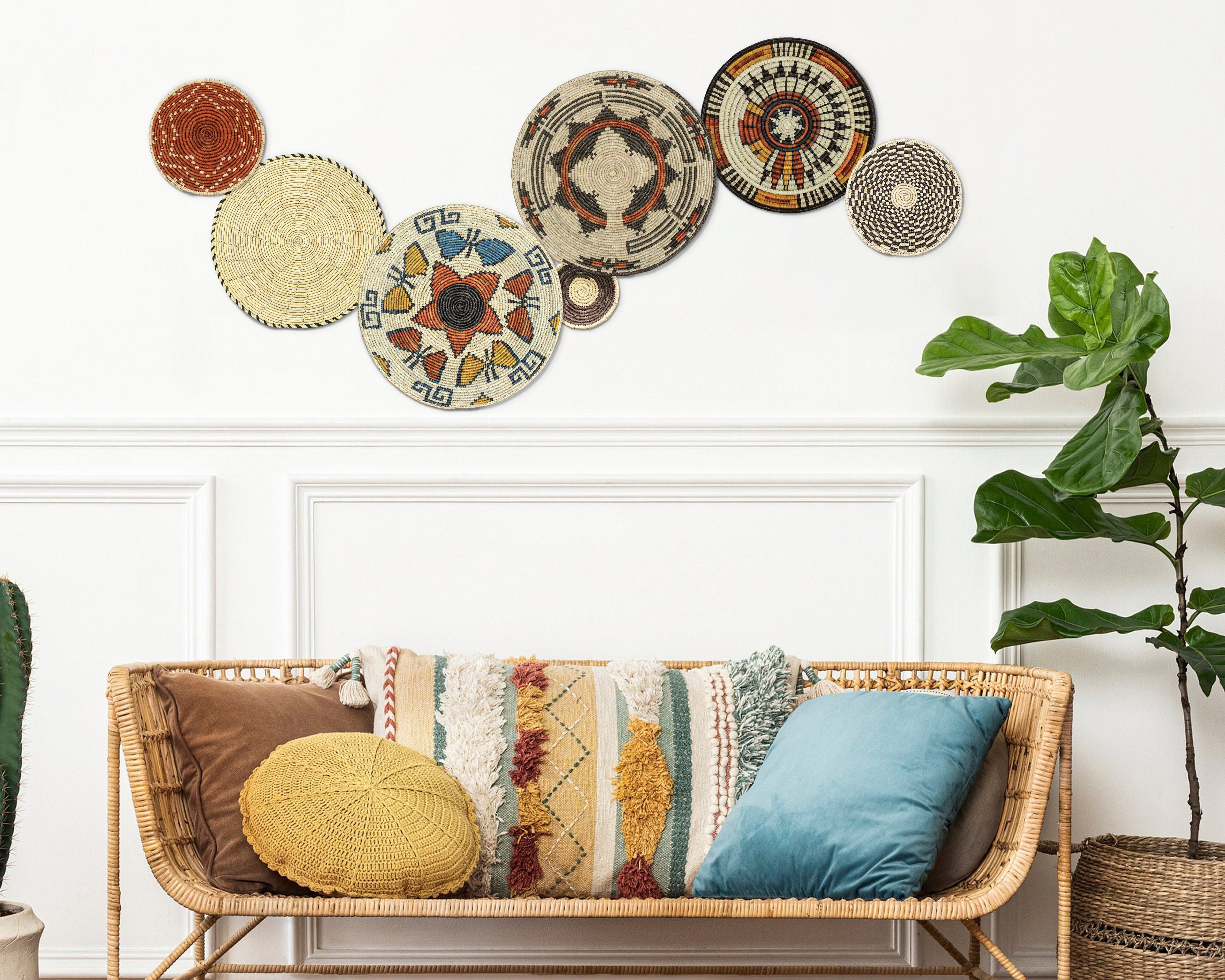 Set of 7 Handwoven wall baskets Set 46-7-N