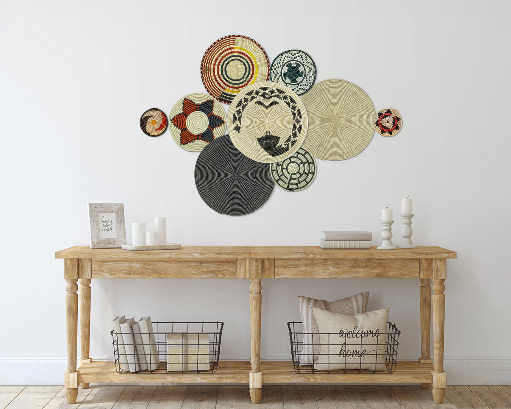 Set of 9 Handwoven wall baskets SET-17-9 N