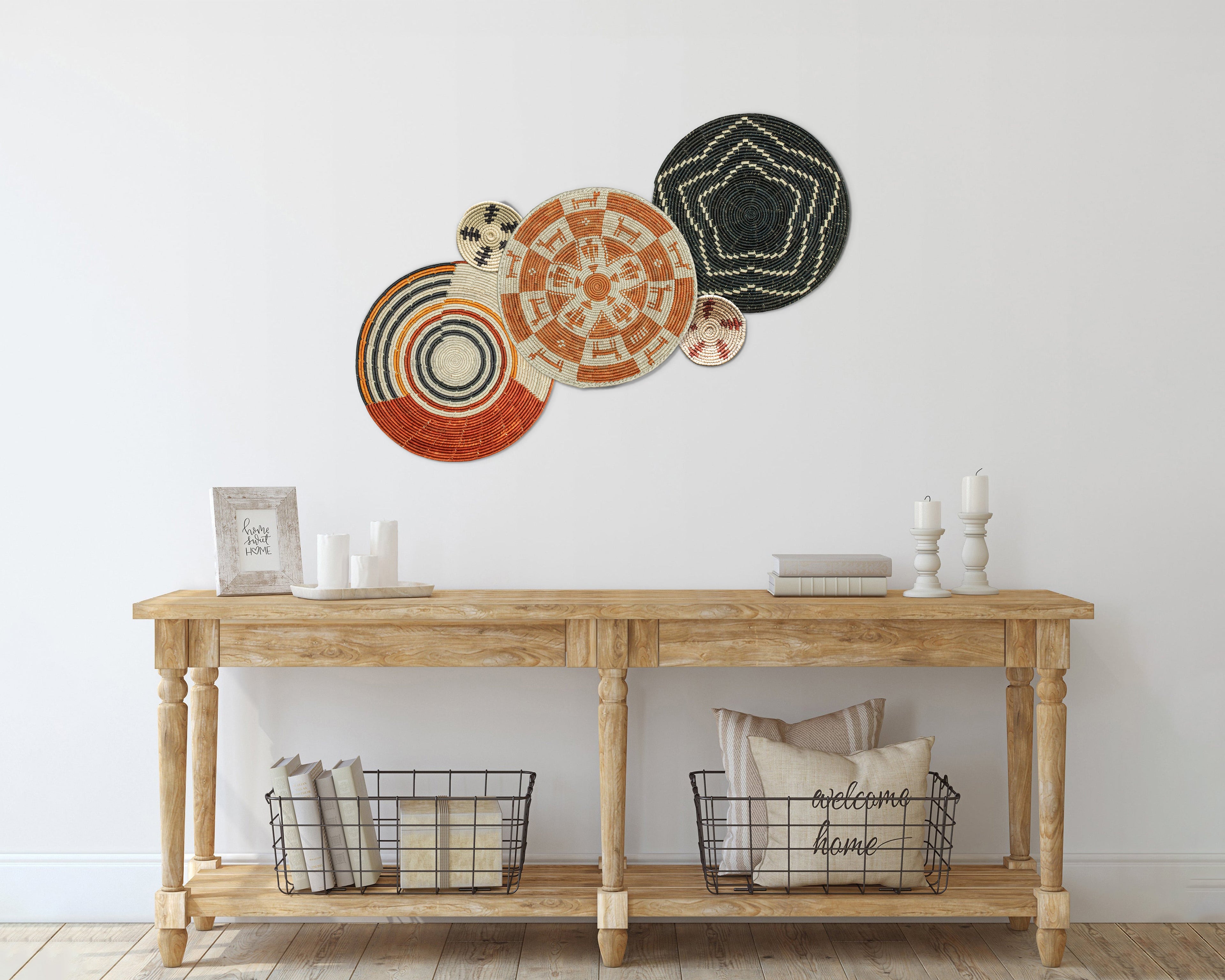 Set of 5 Handwoven wall baskets SET-63-5 N