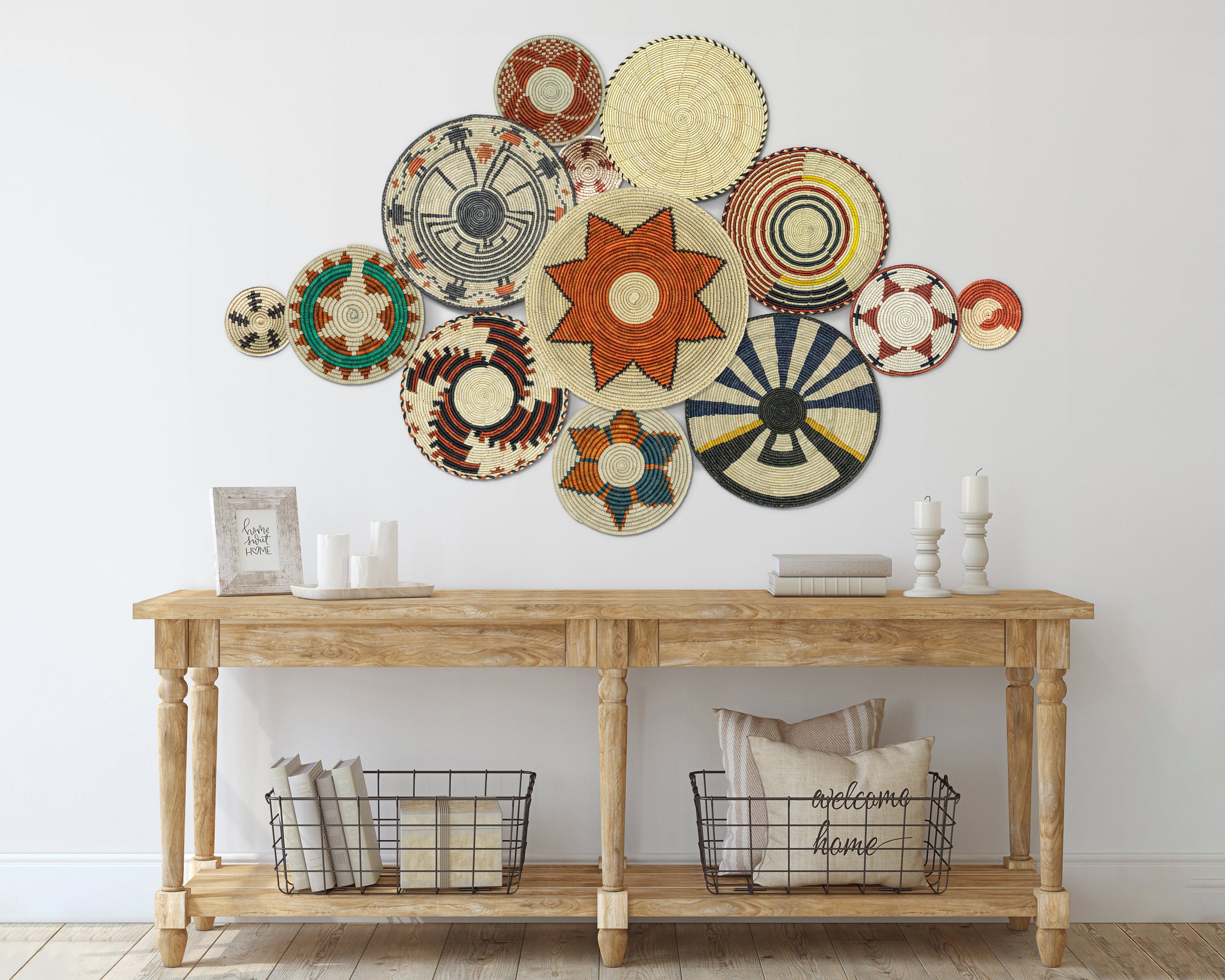 Set of 13 Handwoven wall baskets SET-159-13 N