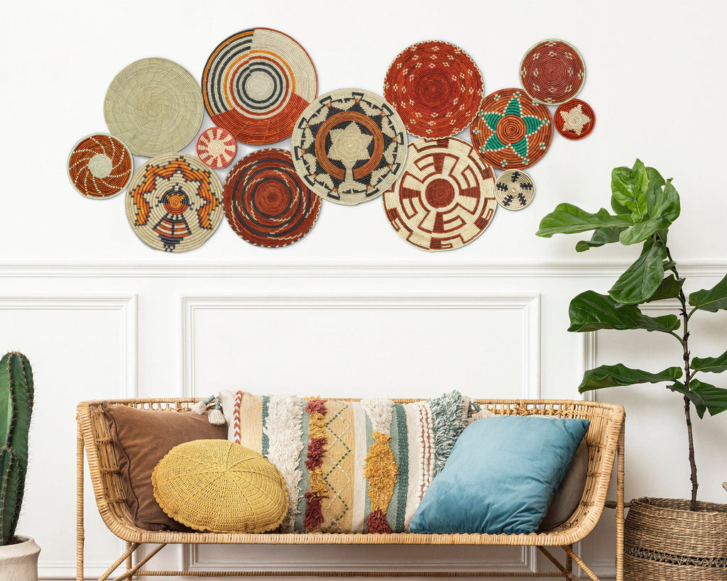 Set of 13 Handwoven wall baskets SET-182-13 N