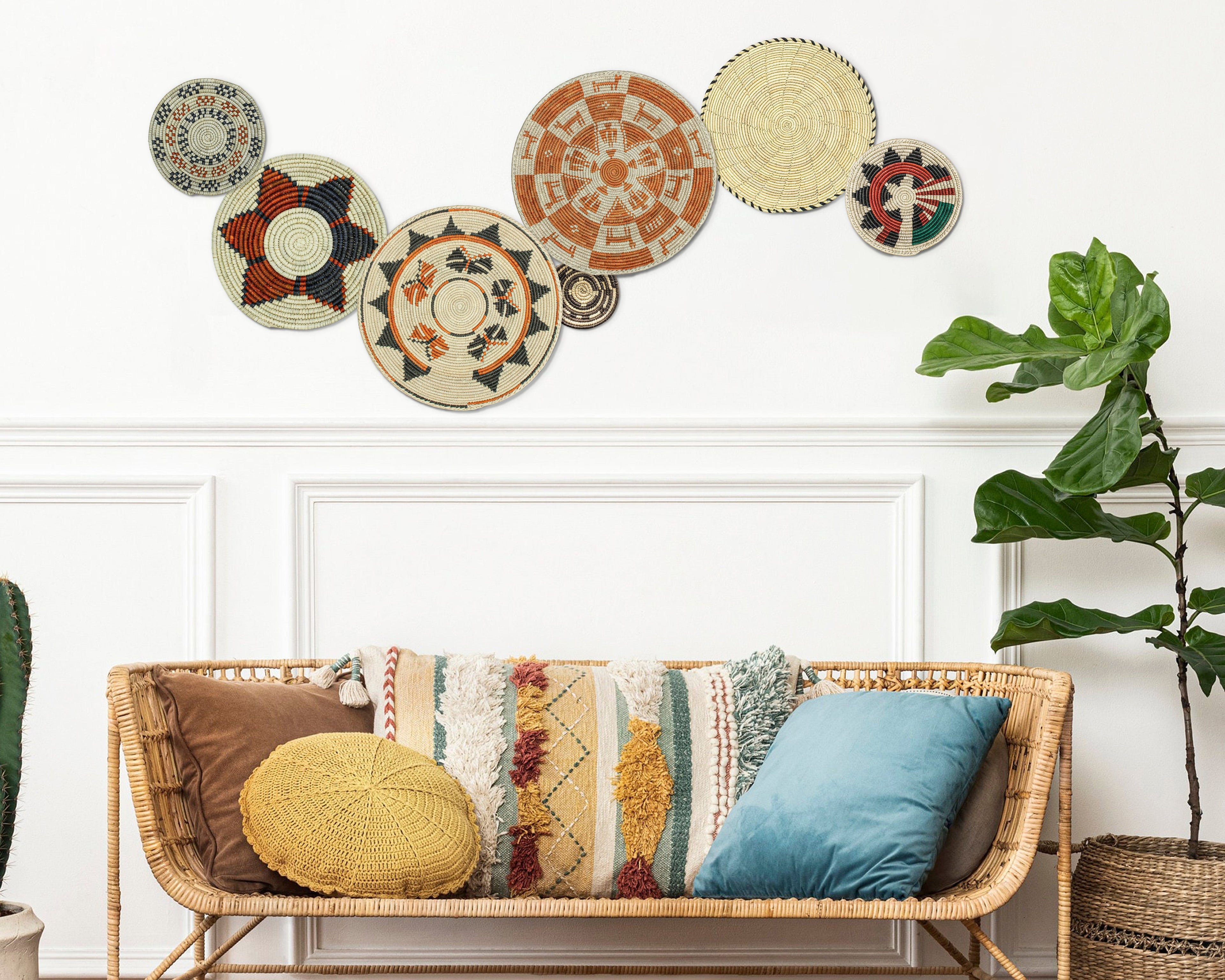 Set of 7 Handwoven wall baskets Set 49-7-N