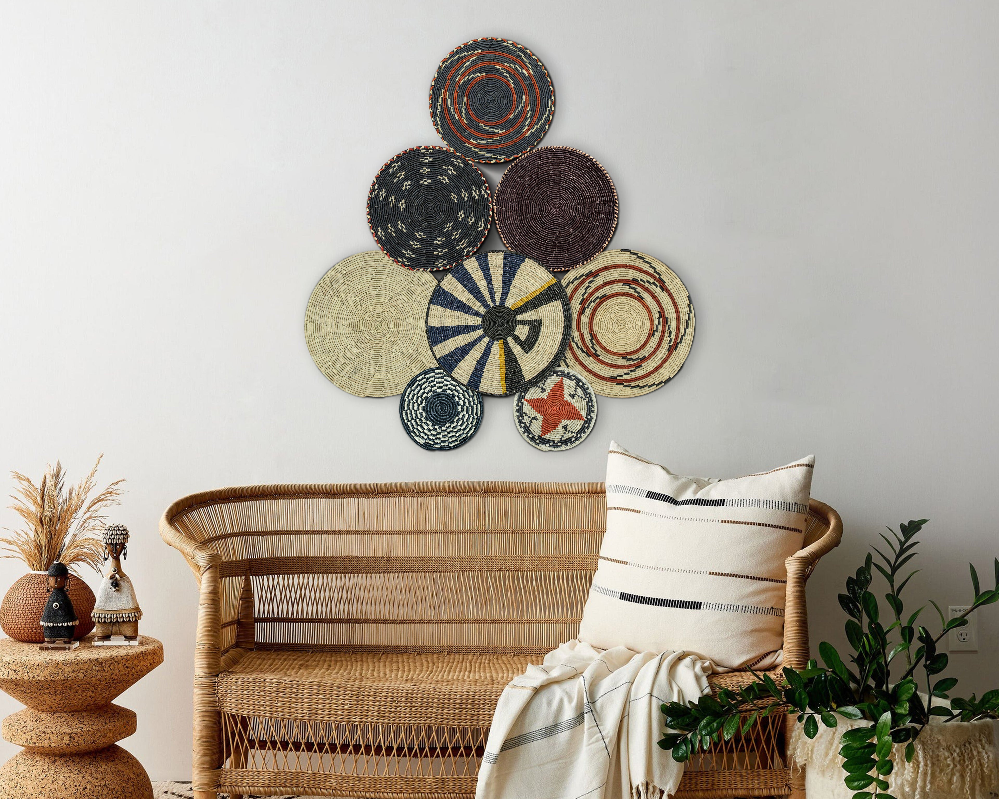 Set of 8 Handwoven wall baskets SET-344-8 N