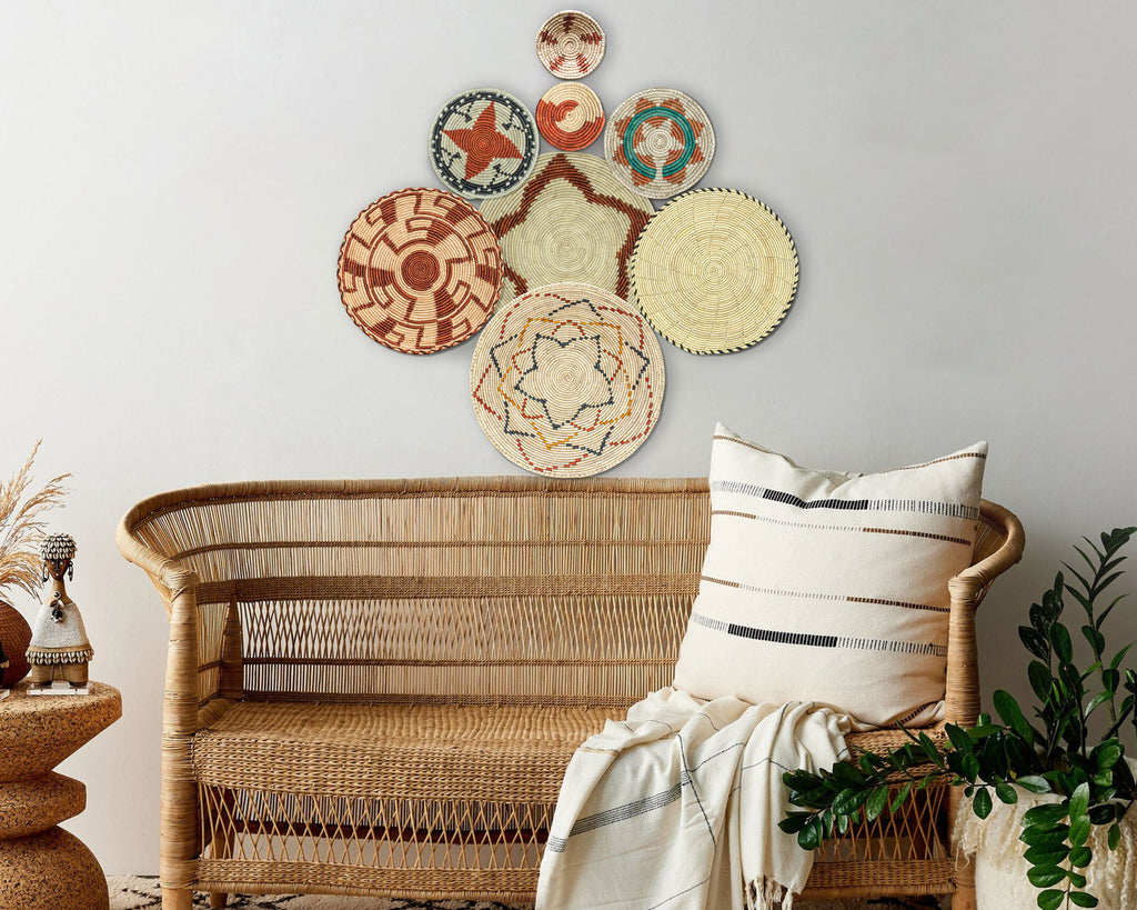 Set of 8 Handwoven wall baskets SET-246-8 N