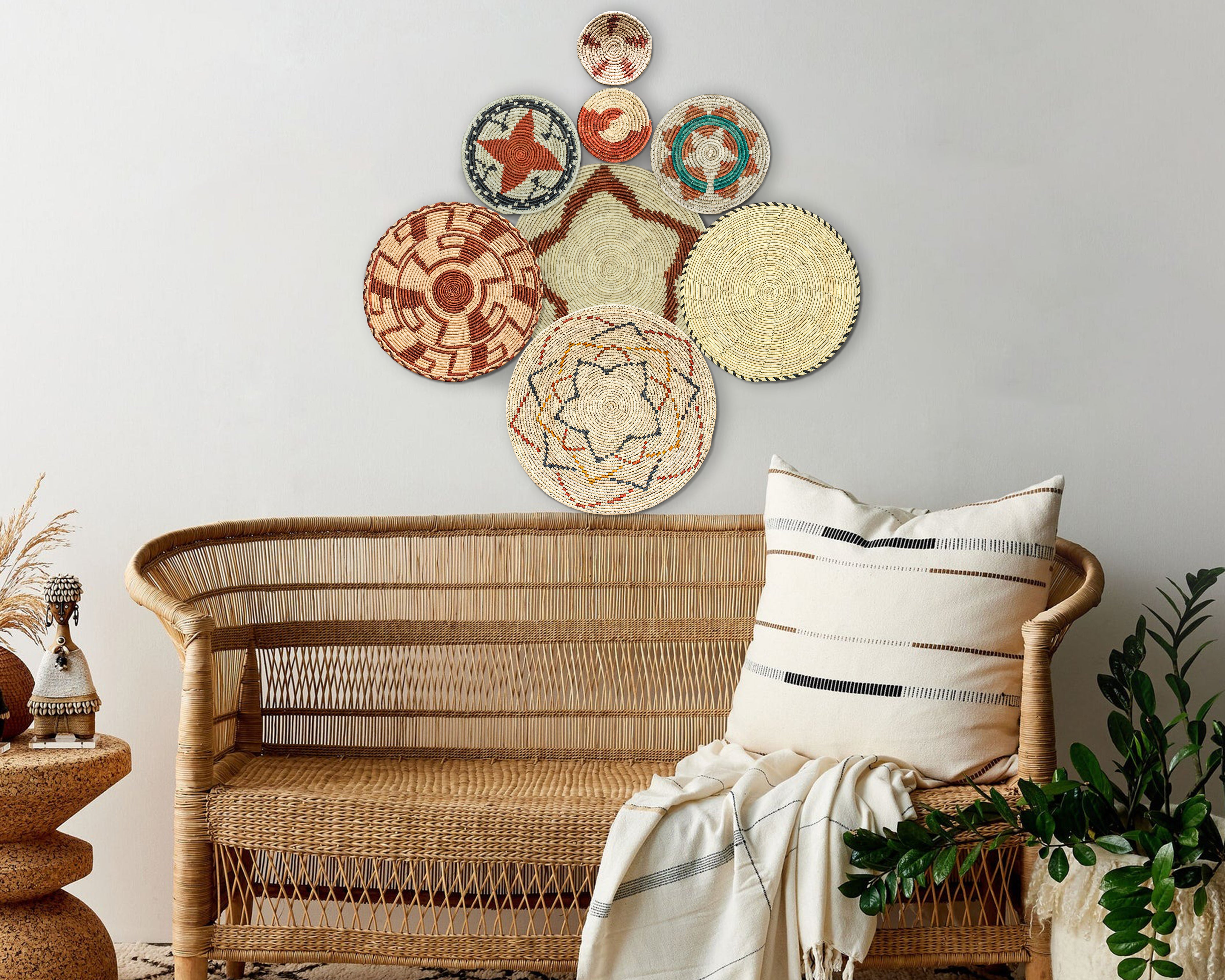 Set of 8 Handwoven wall baskets SET-246-8 N