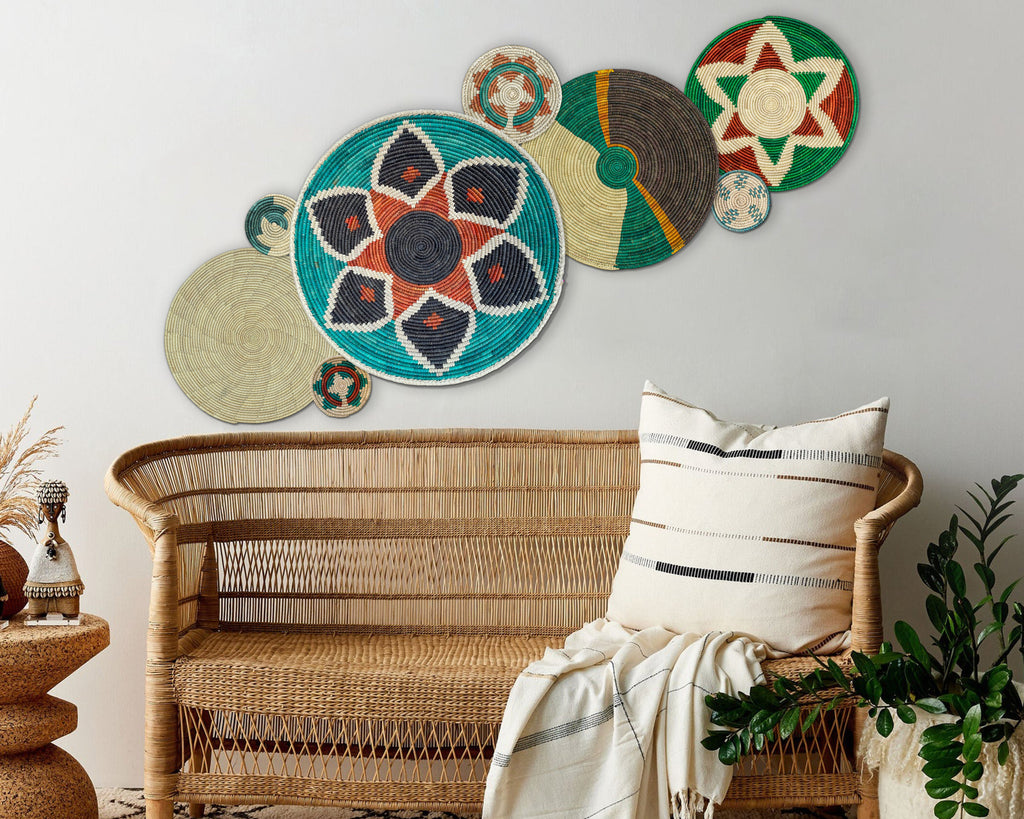 Set of 8 Handwoven wall baskets SET-325-8 N