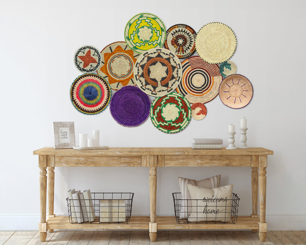 Set of 13 Handwoven wall baskets SET-154-13 N