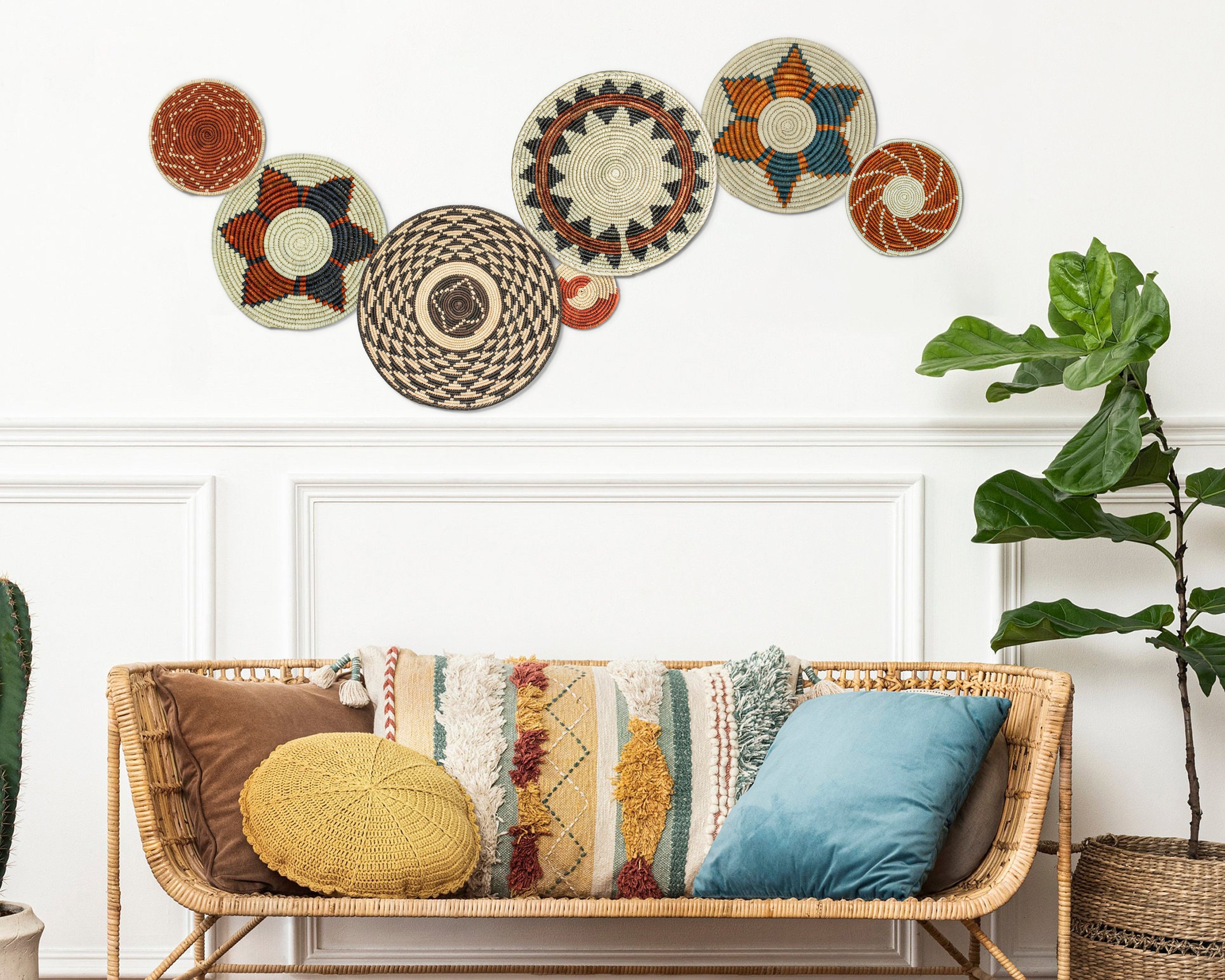 Set of 7 Handwoven wall baskets Set 47-7-N