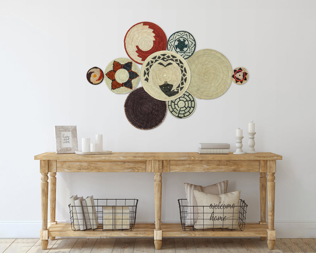 Set of 9 Handwoven wall baskets SET-17-9 N