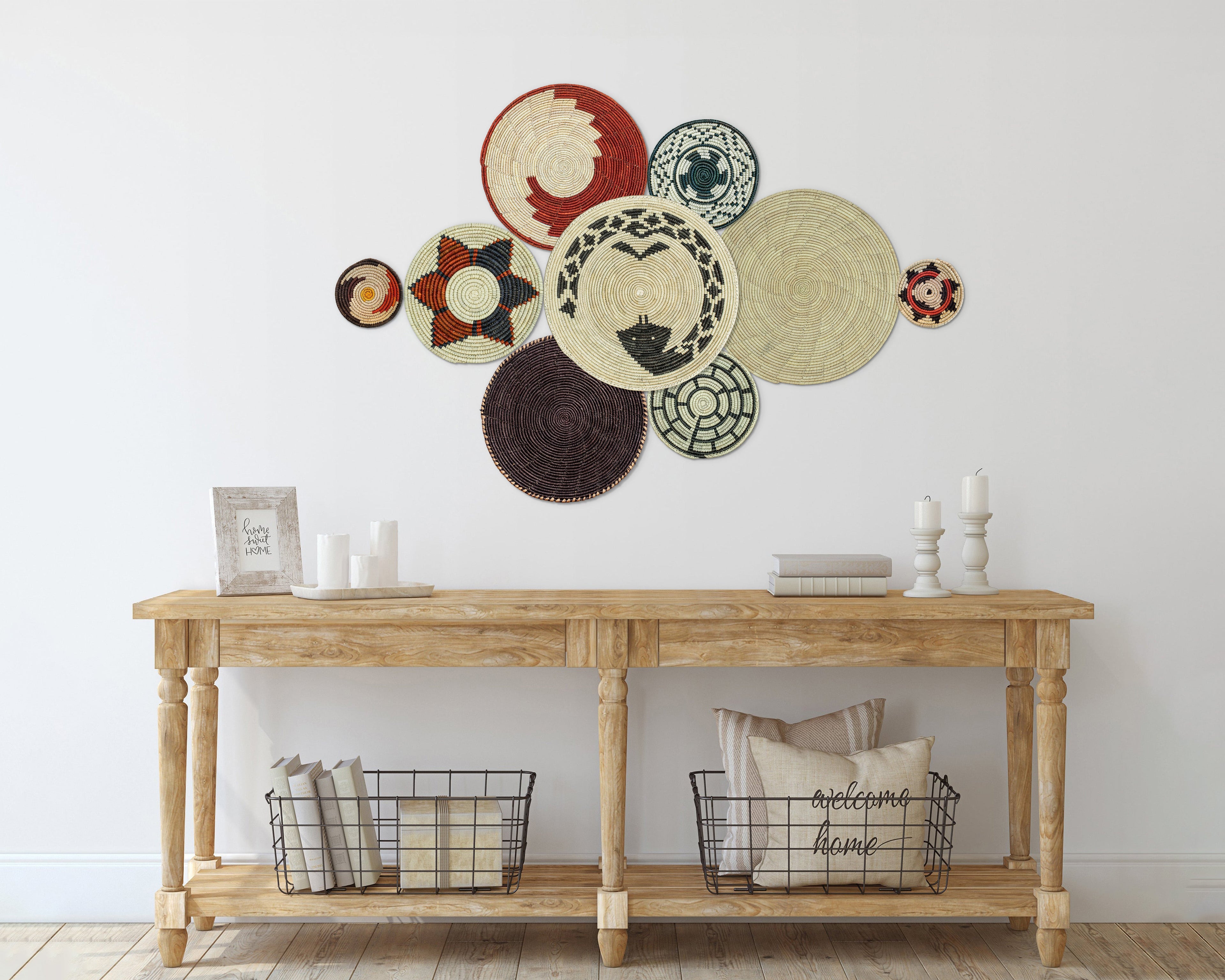 Set of 9 Handwoven wall baskets SET-17-9 N