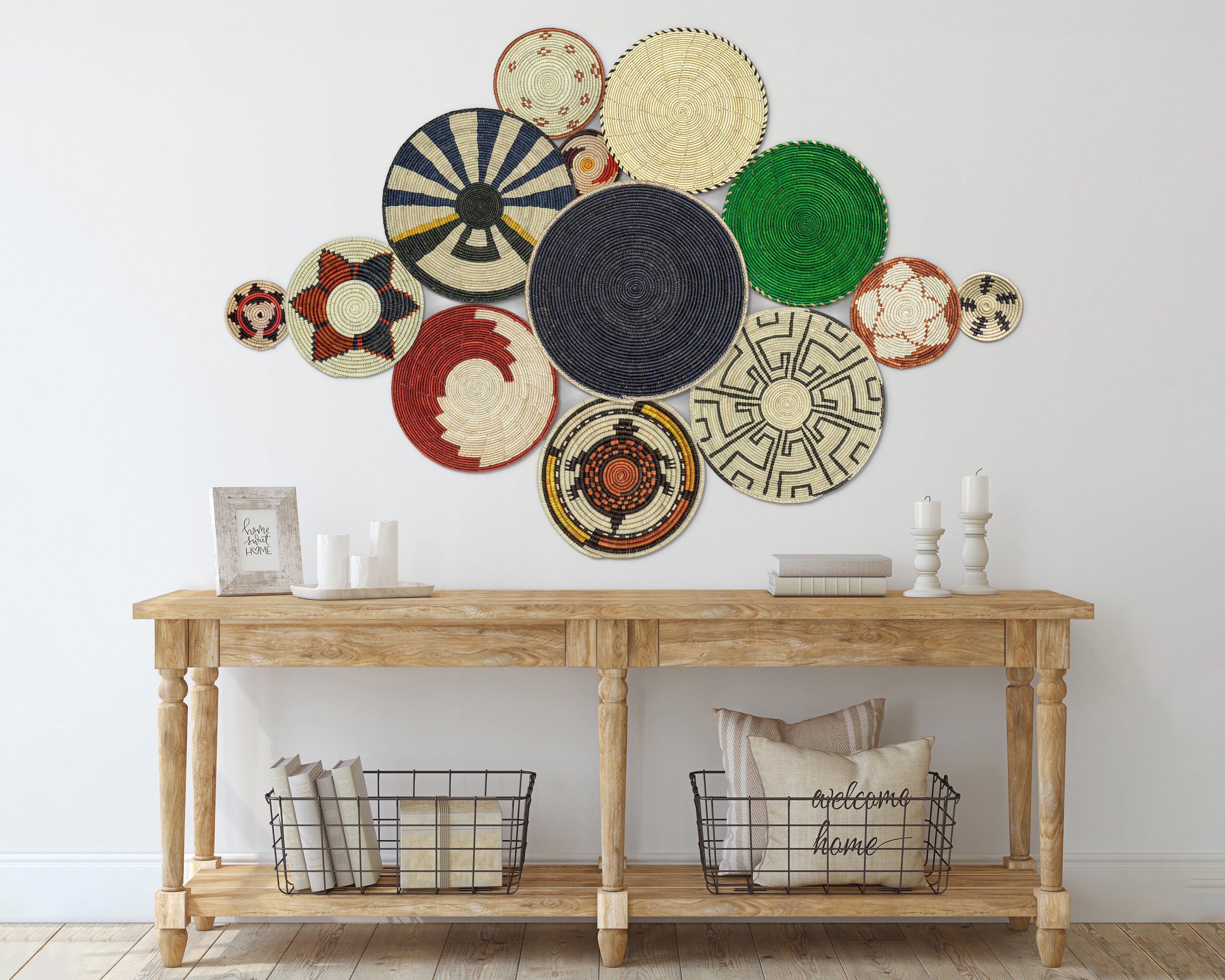 Set of 13 Handwoven wall baskets SET-156-13 N