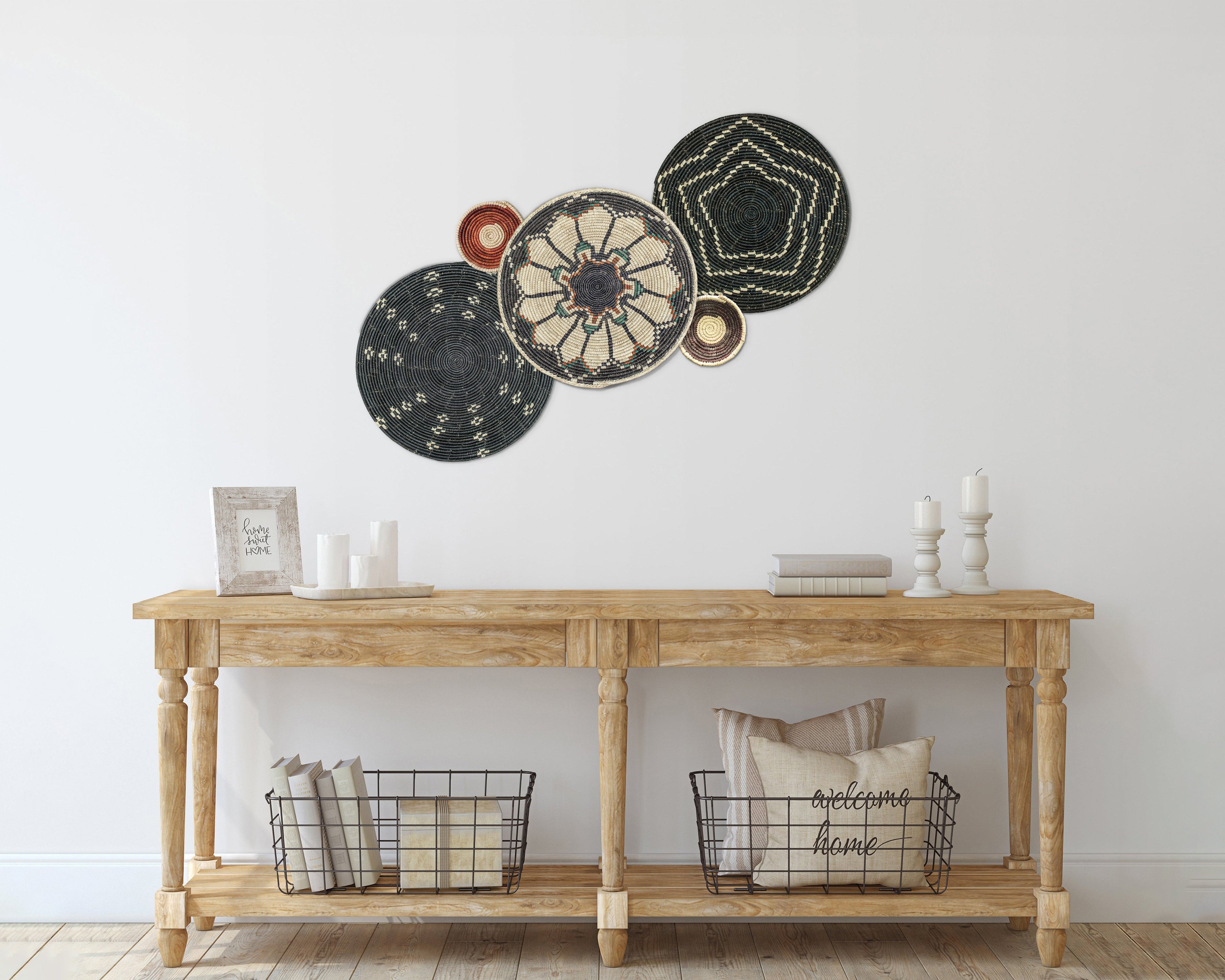 Set of 5 Handwoven wall baskets SET-62-5 N