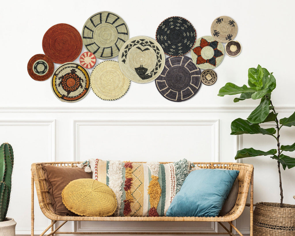 Set of 13 Handwoven wall baskets SET-176-13 N