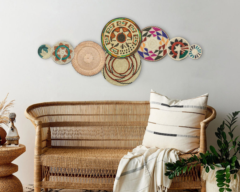 Set of 8 Handwoven wall baskets SET-242-8 N